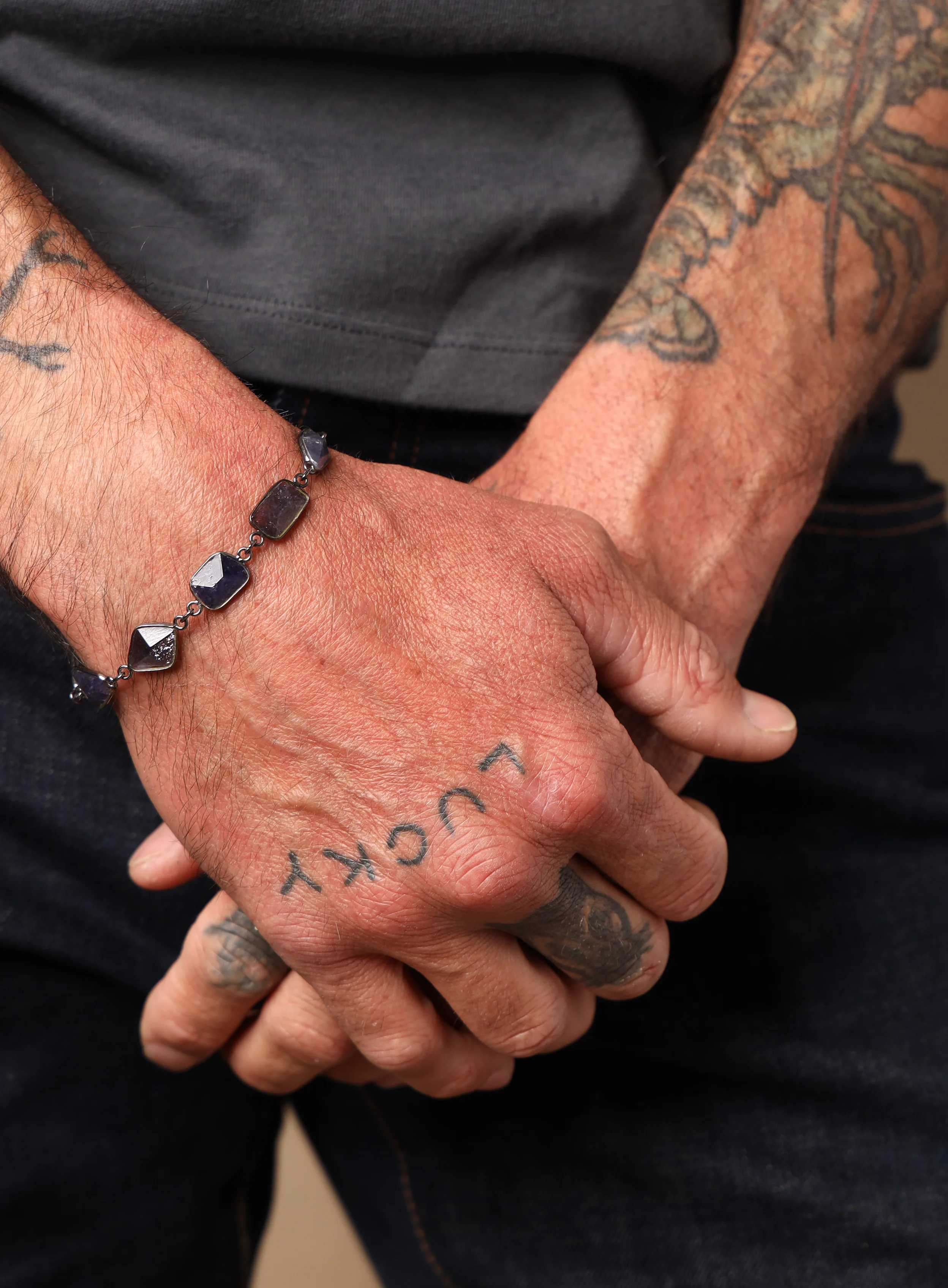 Blue / Purple Iolite Gemstone Bracelet for Man - Image 5
