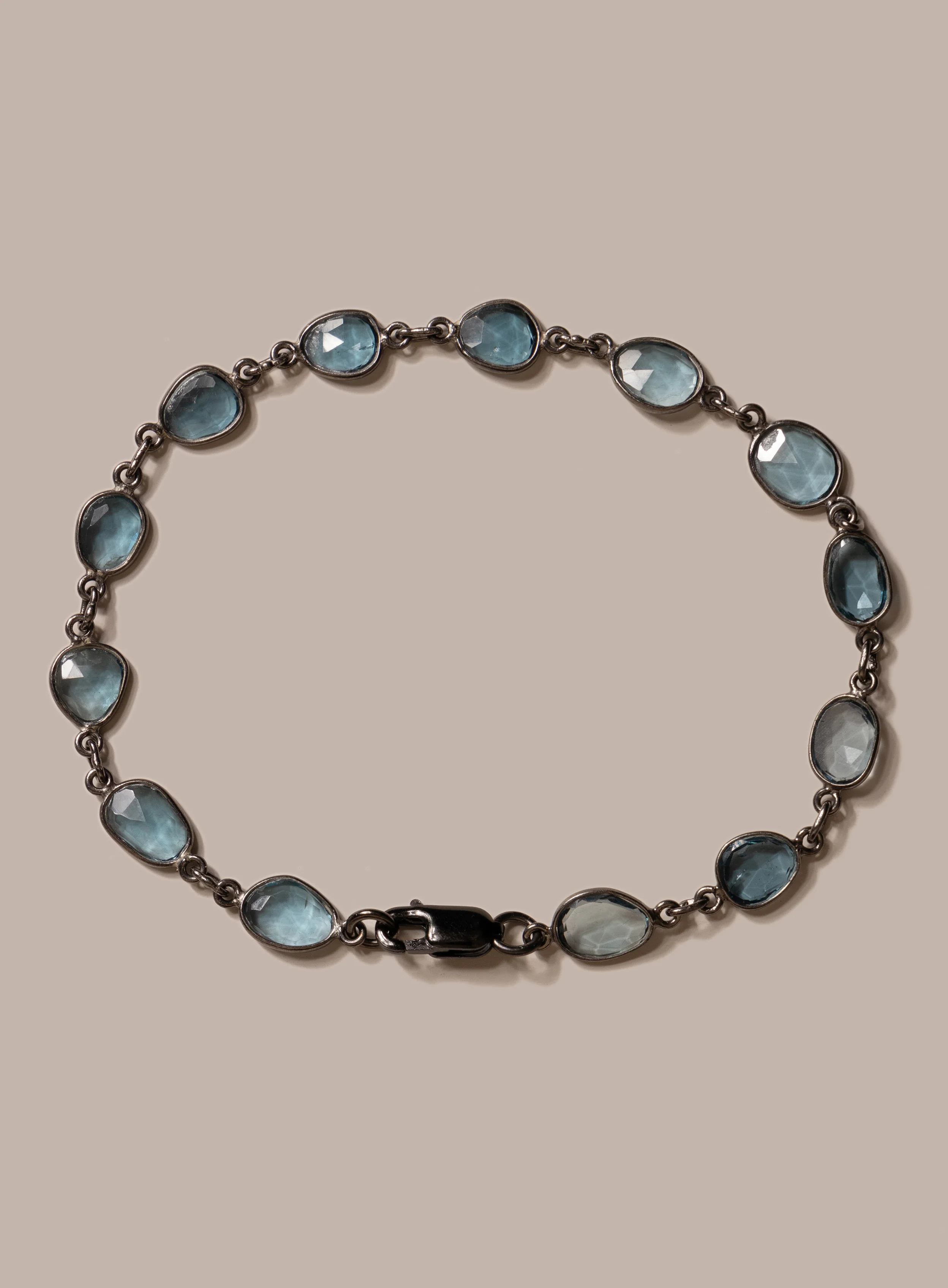 Genuine London Blue Topaz Link Bracelet for Men - Image 14
