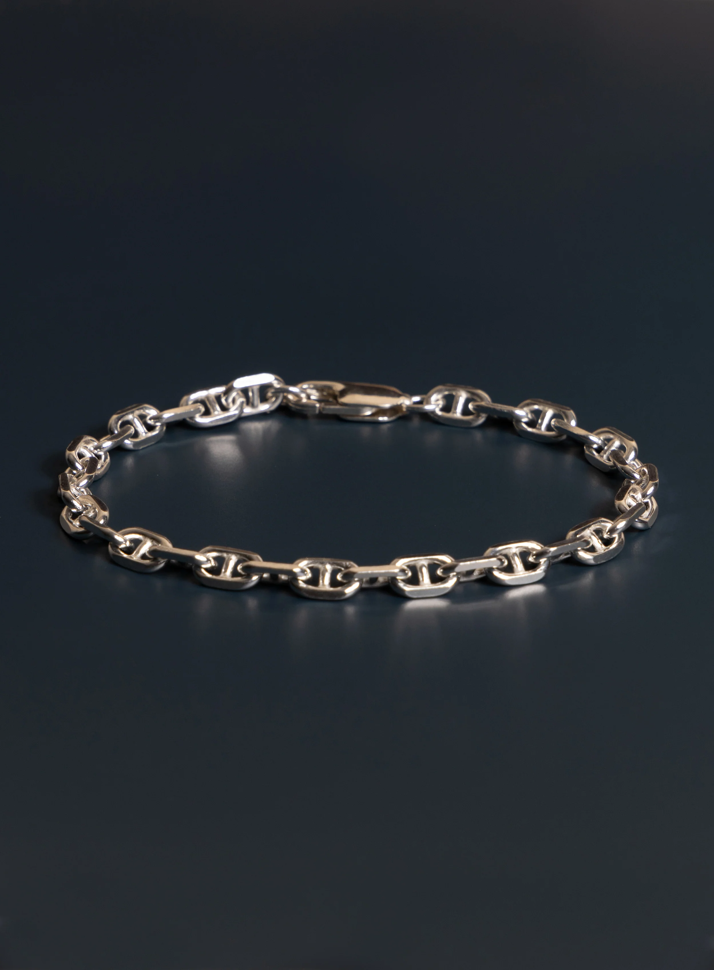925 Sterling Silver Double Anchor Chain Men's Bracelet - Image 5