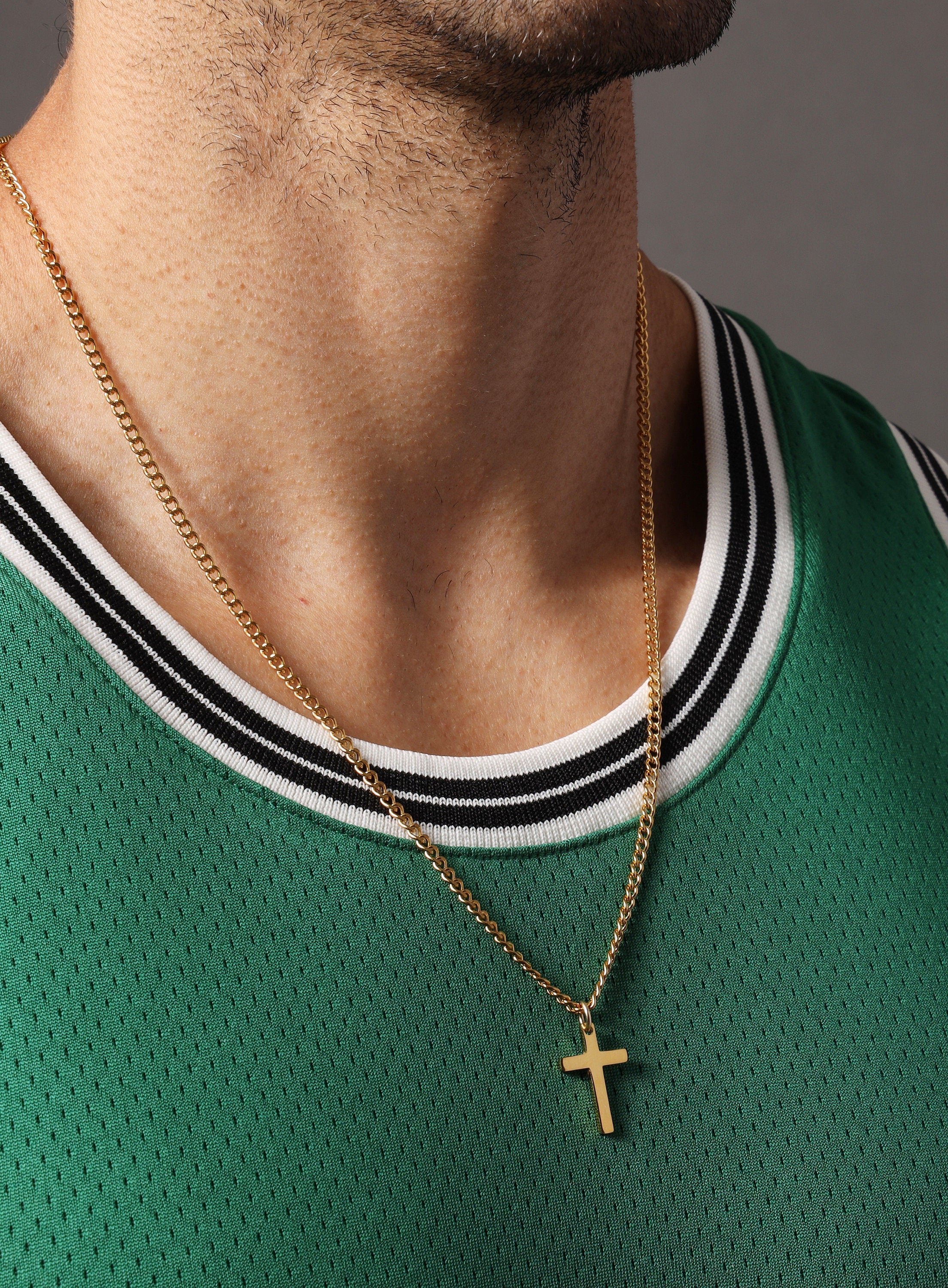 Gold Cross Cuban Chain For Men