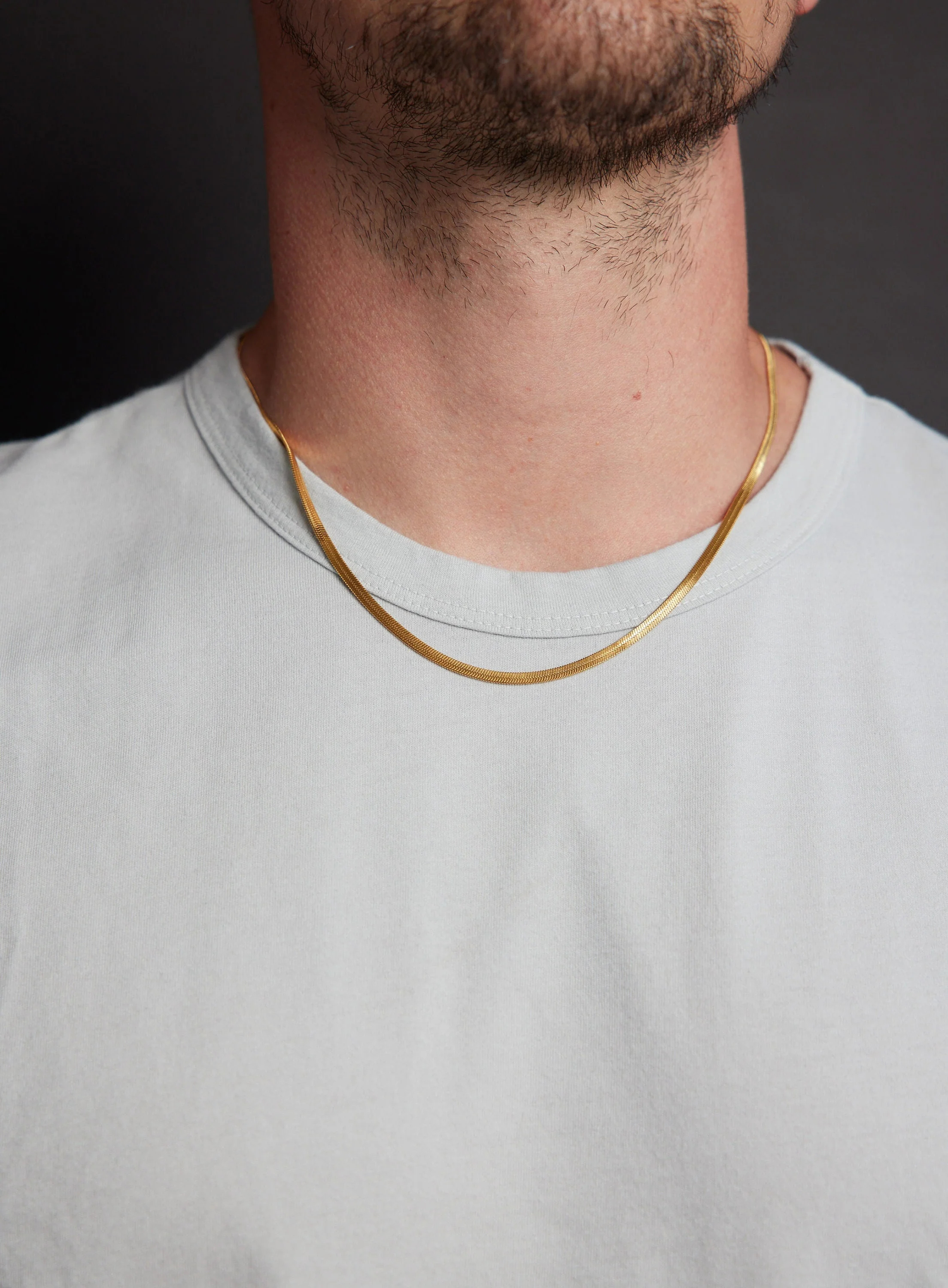 3mm Herringbone Gold Chain Necklace for Men
