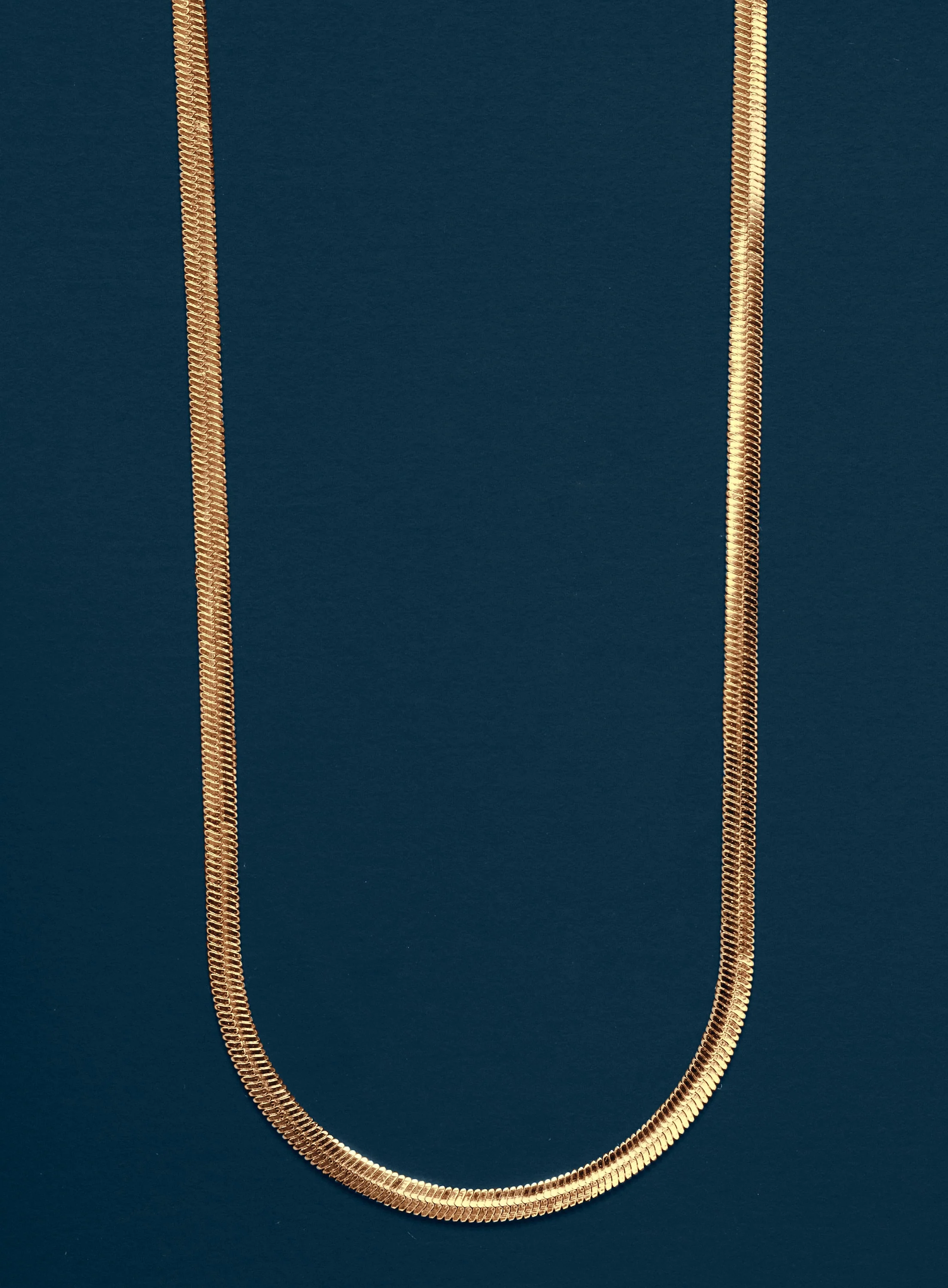3mm Herringbone Gold Chain Necklace for Men - Image 2