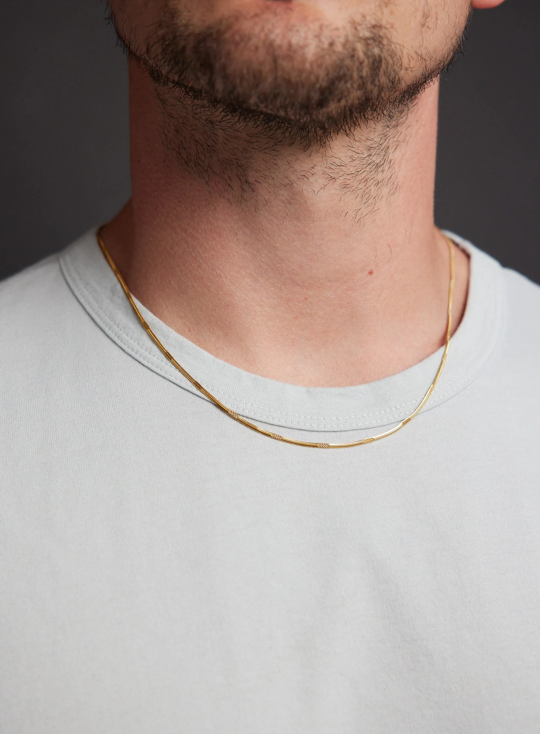 Gold Herringbone Style Chain with Repeating Pattern