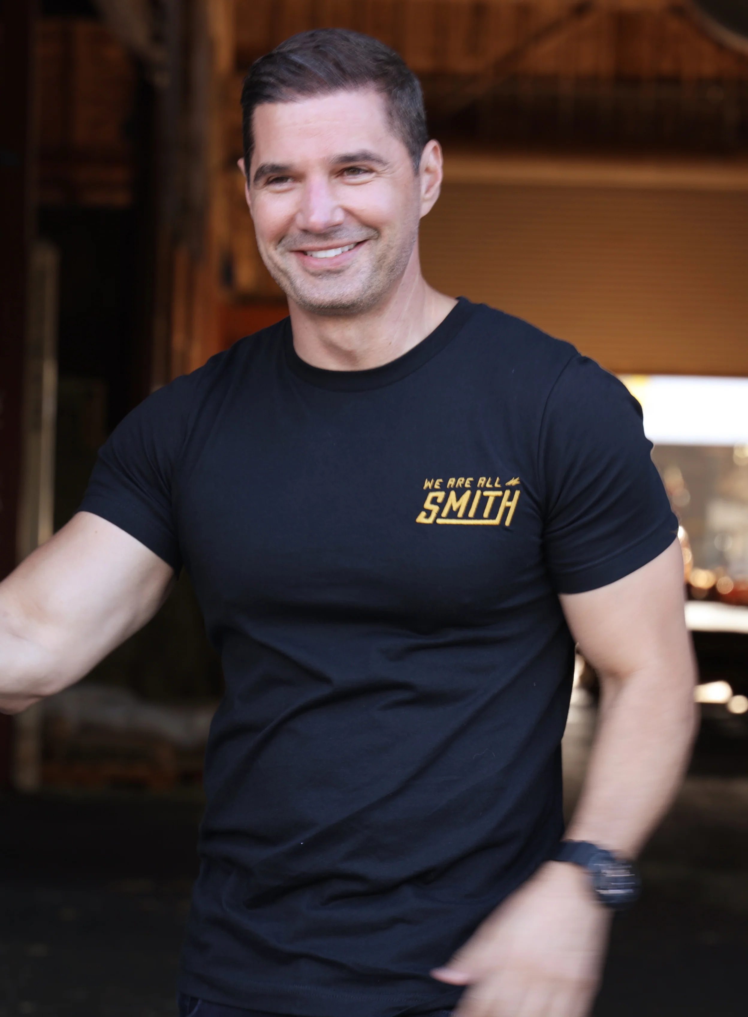 Gold We Are All Smith Embroidered Logo Black Unisex t-shirt