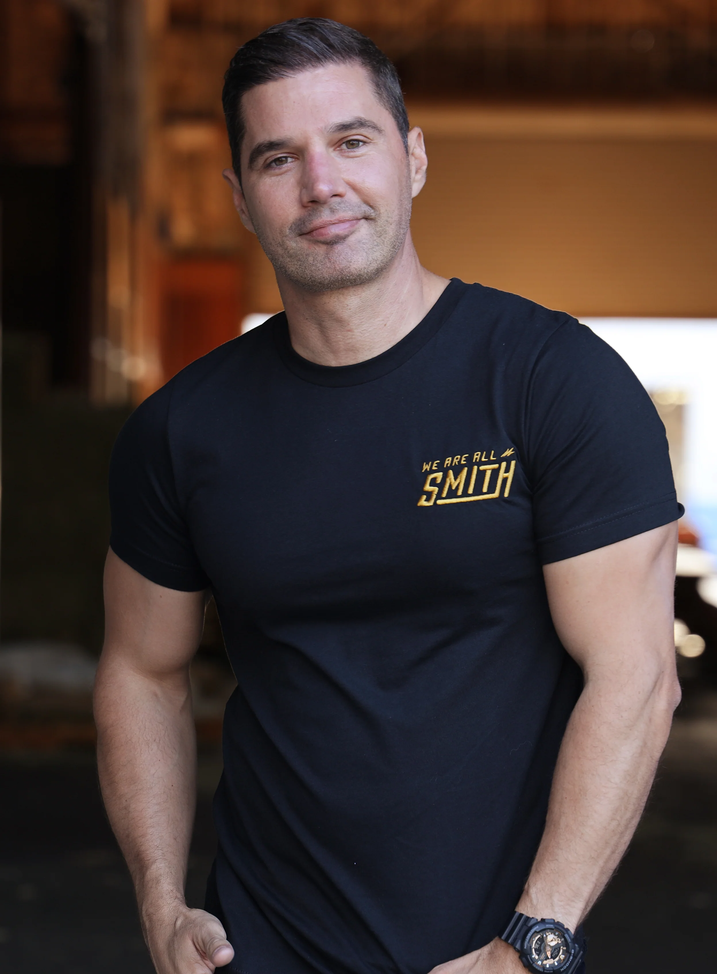 Gold We Are All Smith Embroidered Logo Black Unisex t-shirt - Image 10