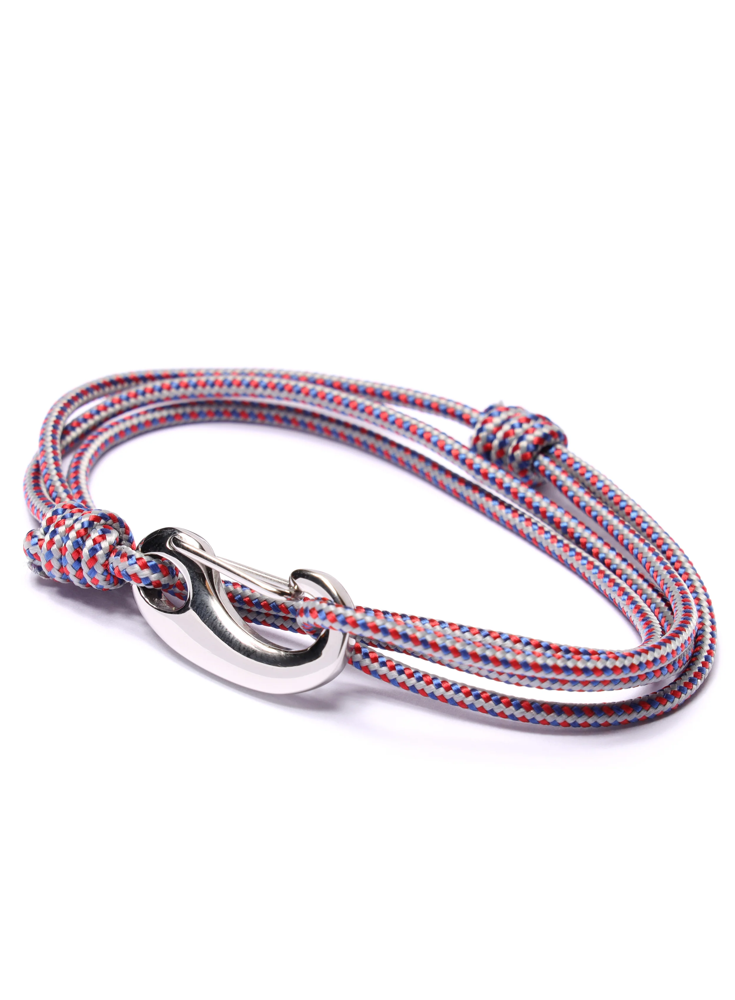 Gray + Red Tactical Cord Bracelet for Men (Silver Clasp - 27S) - Image 3