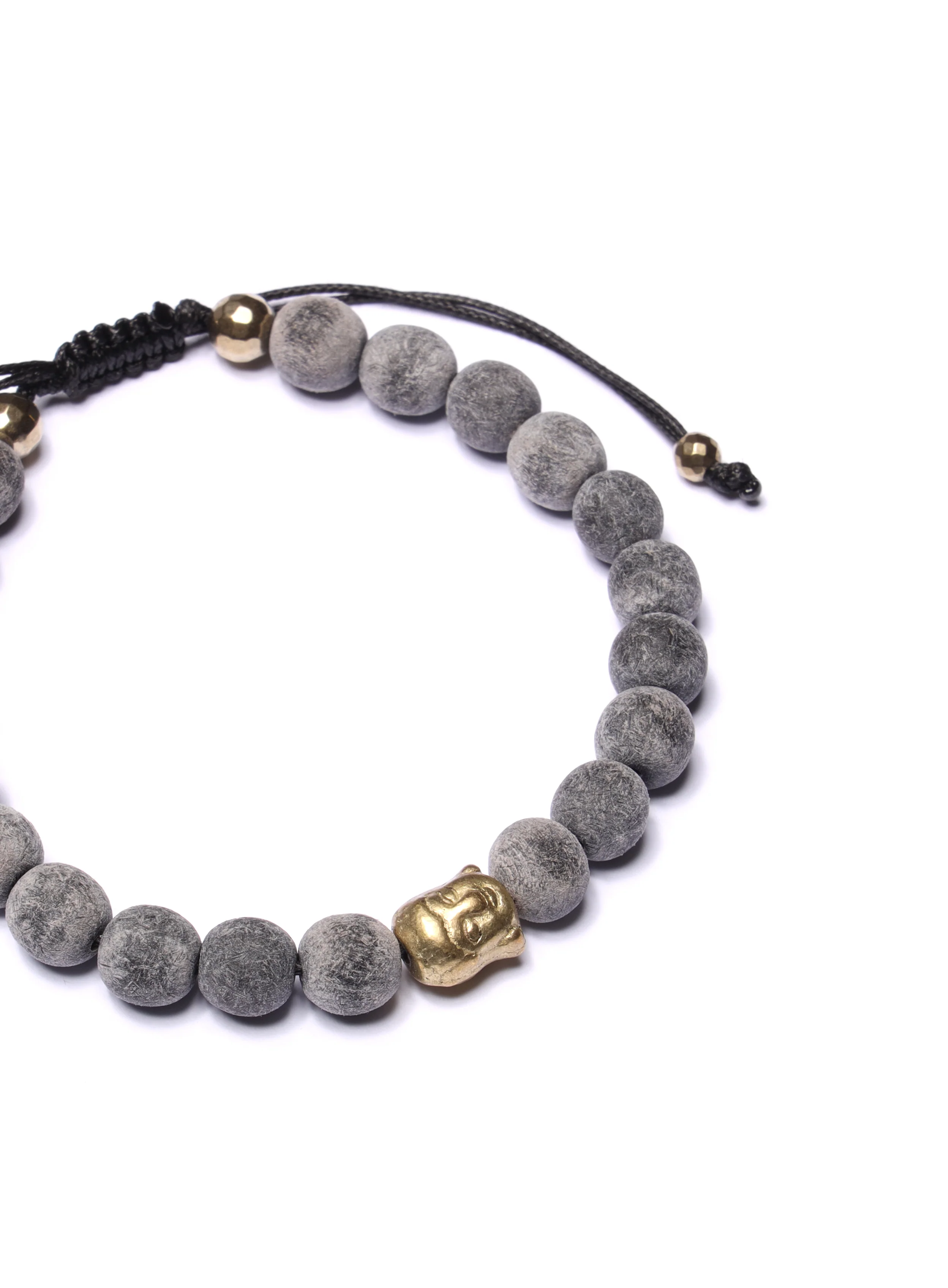 Gray wood and Gold buddha Bead Bracelet for Men - Image 4
