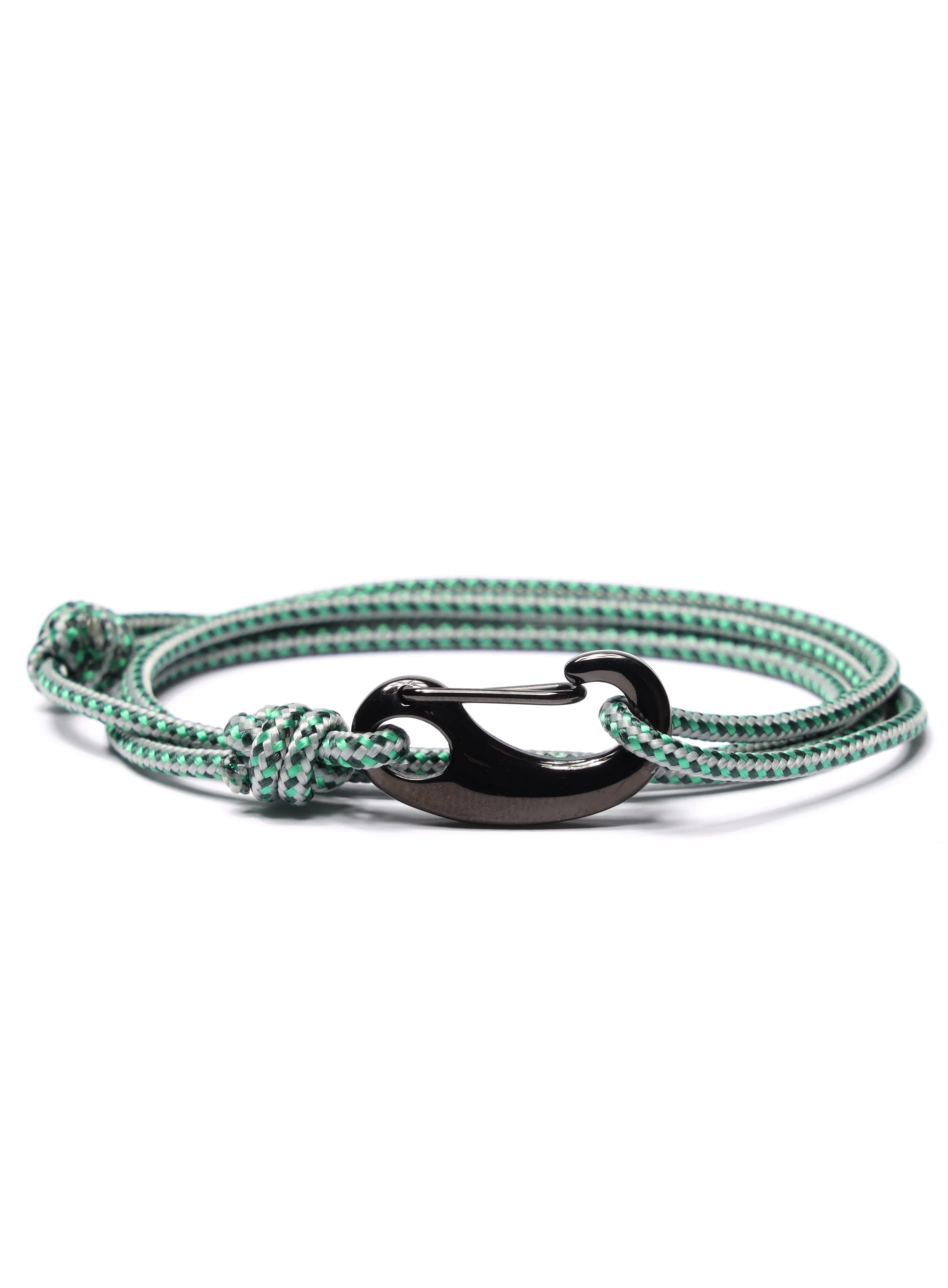 Green + Gray Tactical Cord Bracelet for Men (Black Clasp - 29K)