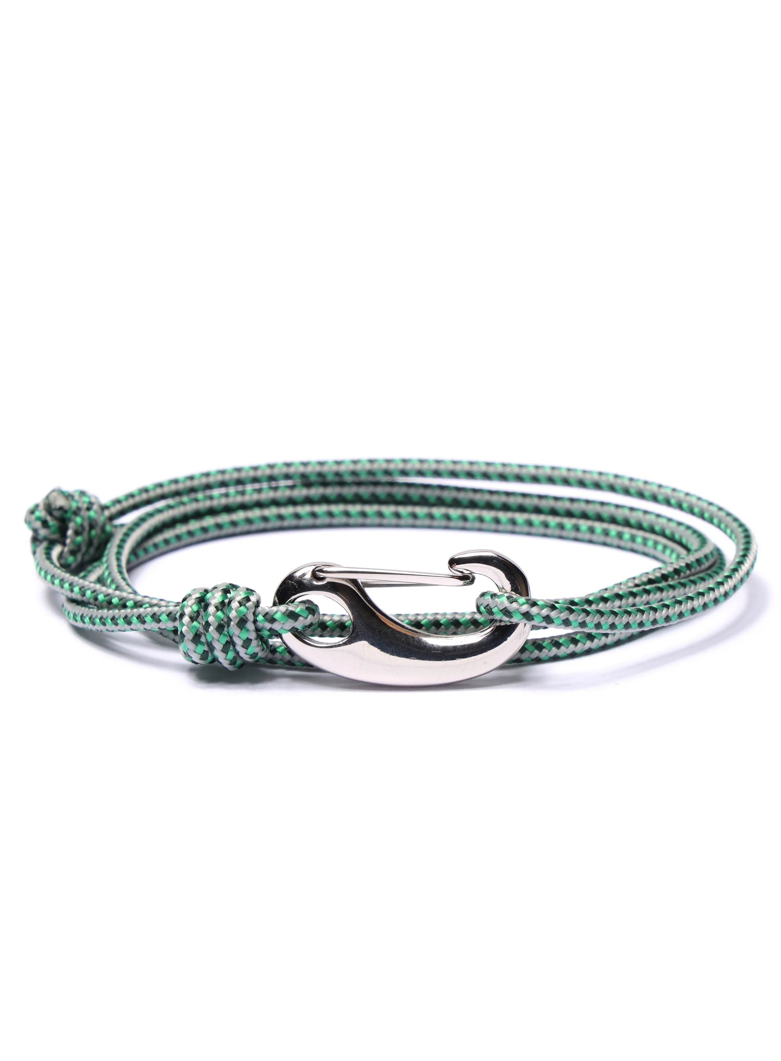 Green + Gray Tactical Cord Bracelet for Men (Silver Clasp - 29S)
