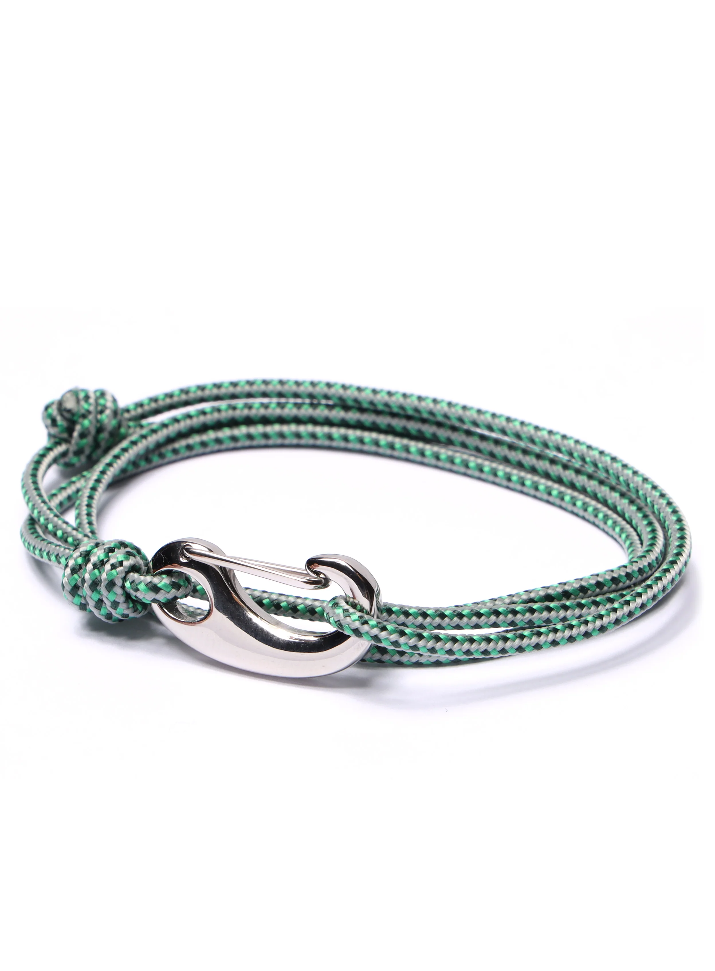 Green + Gray Tactical Cord Bracelet for Men (Silver Clasp - 29S) - Image 3