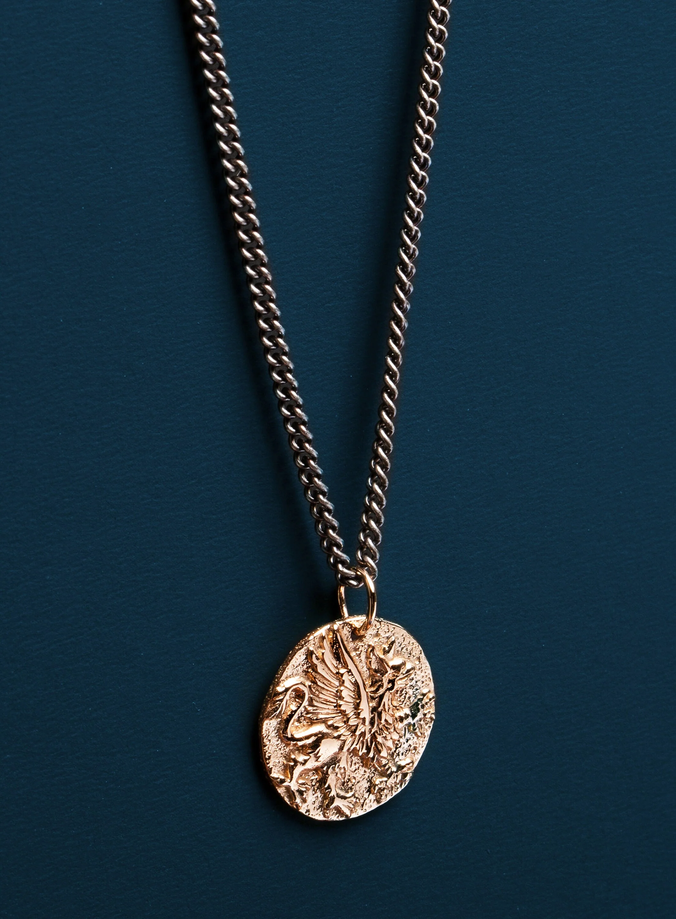 Bronze & Sterling Griffin Necklace - Greek coin replica - Image 3