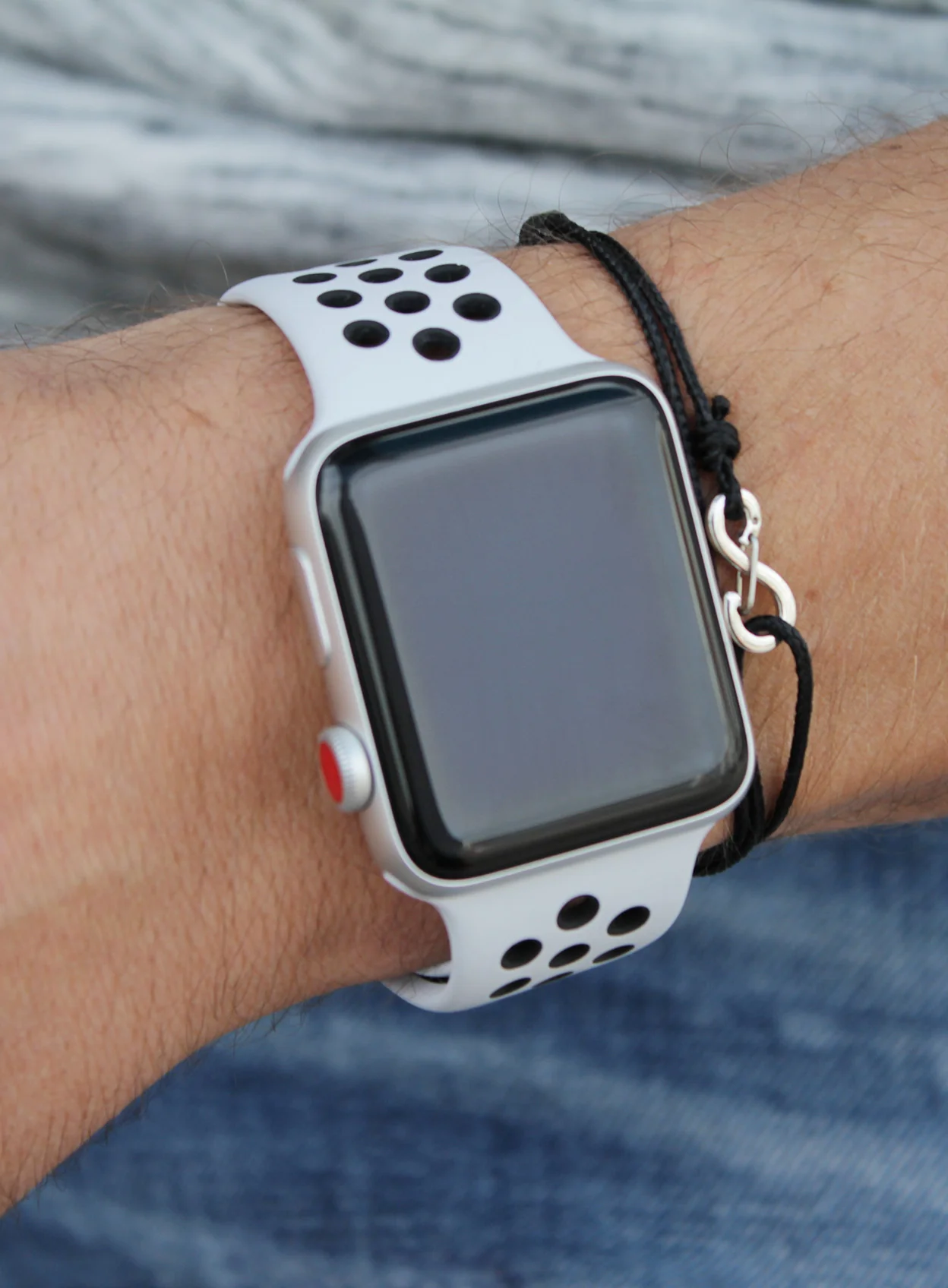 Infinity Bracelet - Black cord men's bracelet with silver clasp - Image 8