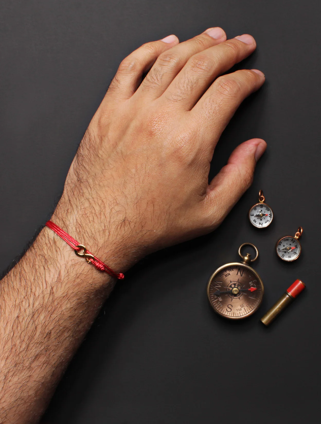 Infinity Bracelet - Red cord men's bracelet with silver clasp - Image 3