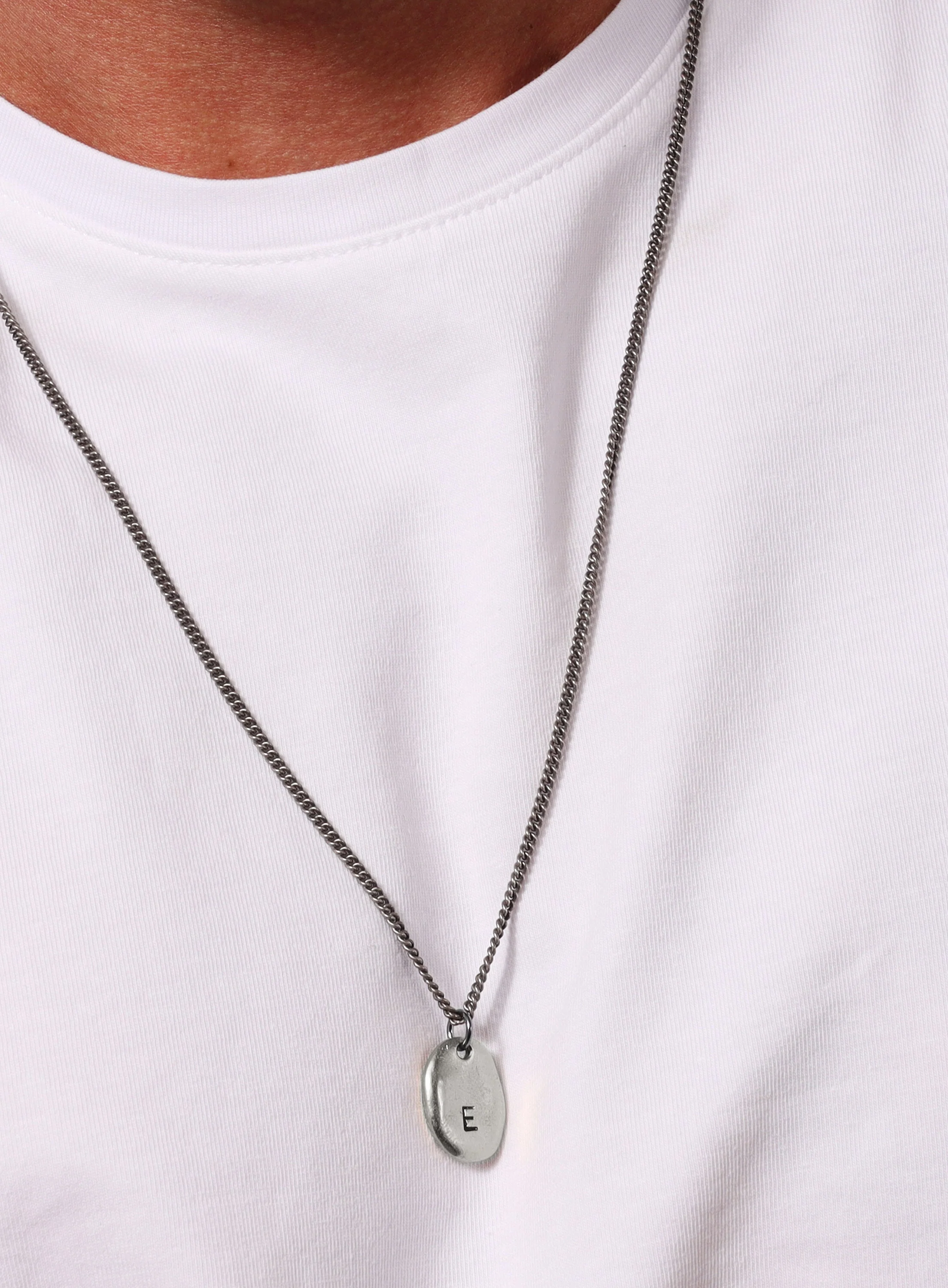 Pewter & Sterling Initial Necklace for Men - Image 3