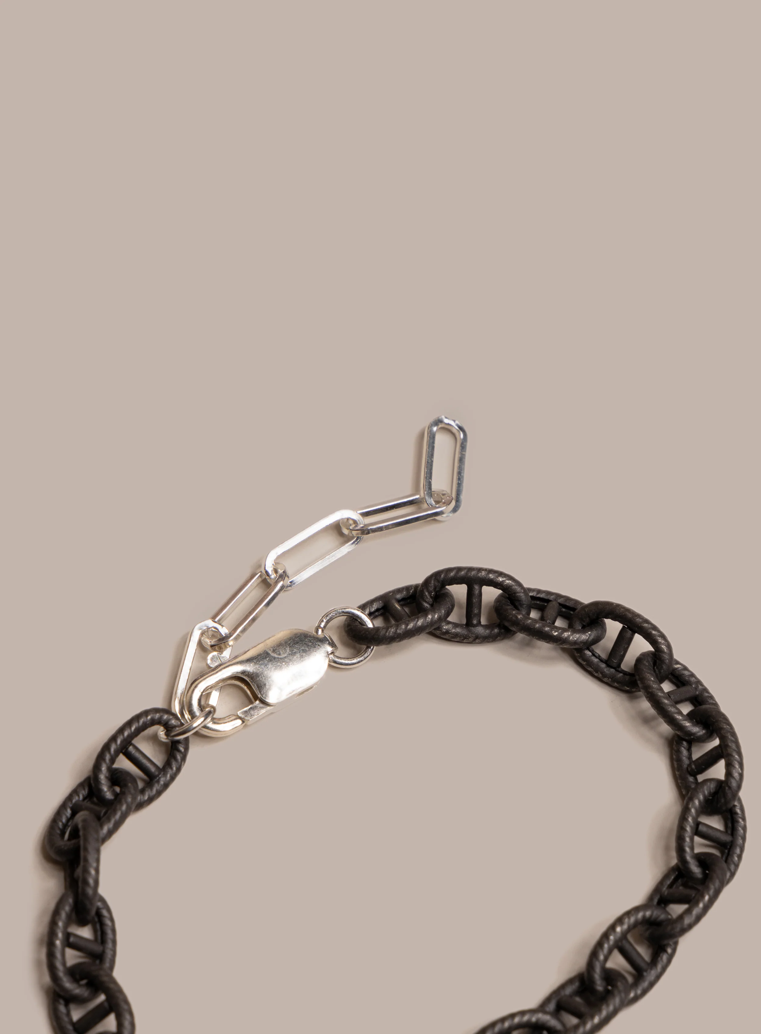 Titanium coated Sterling Silver Adjustable Chain Bracelet for Men - Image 11