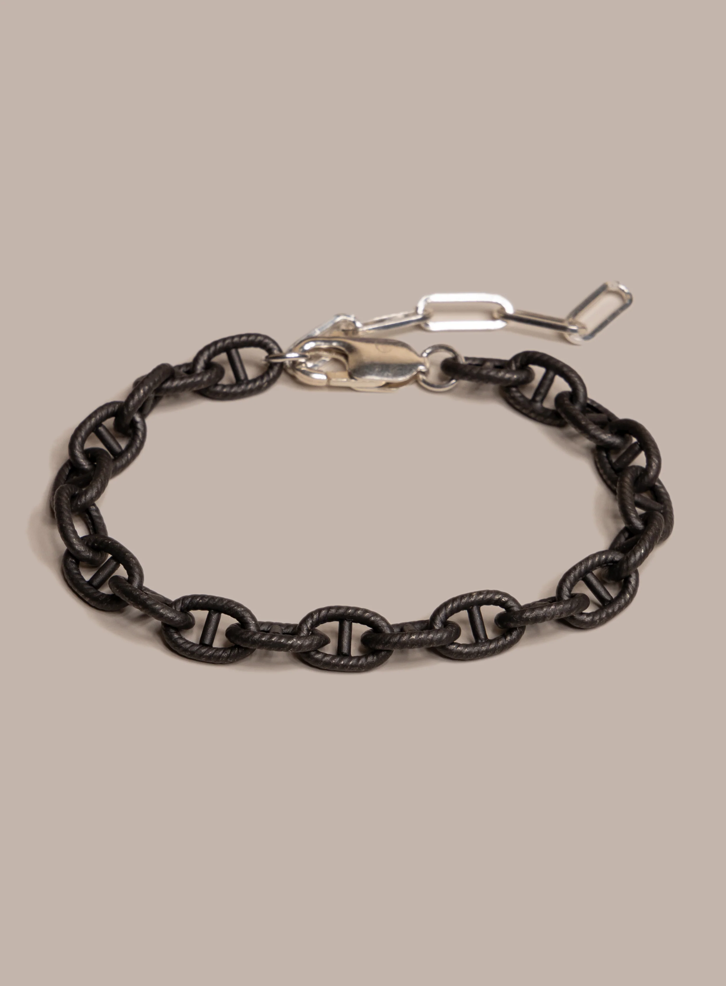 Titanium coated Sterling Silver Adjustable Chain Bracelet for Men - Image 7