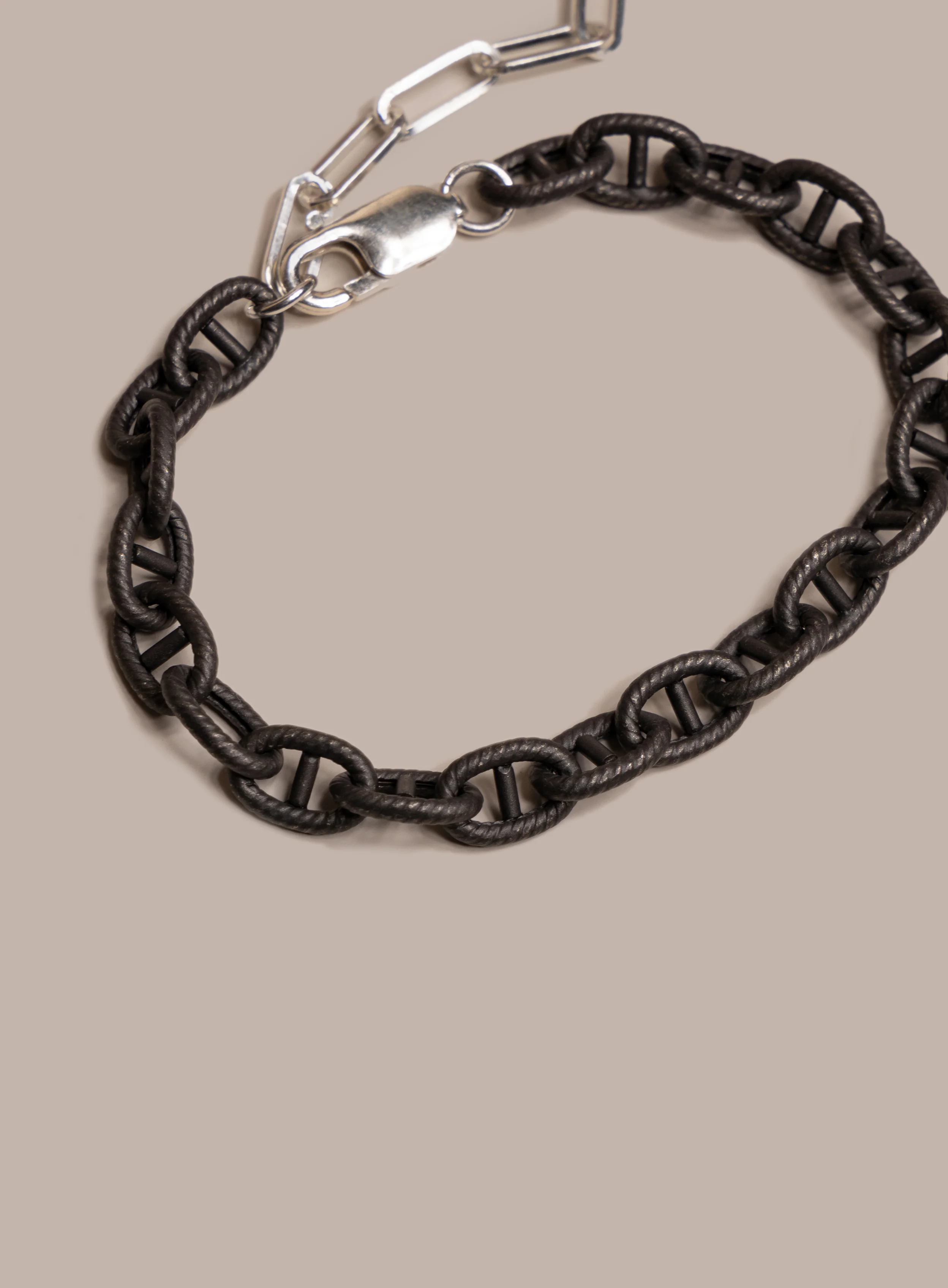 Titanium coated Sterling Silver Adjustable Chain Bracelet for Men - Image 9