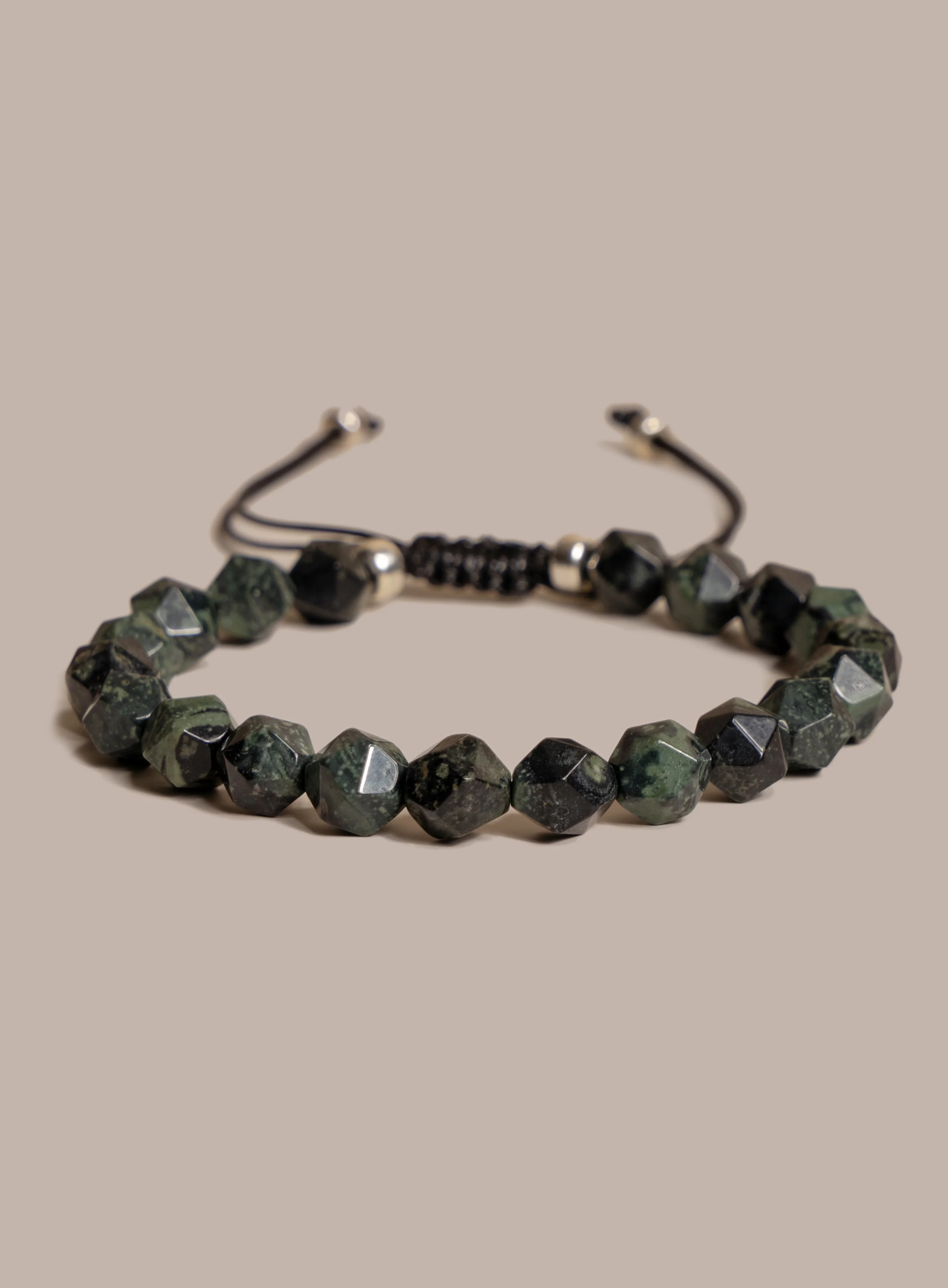 Kambaba Jasper and Sterling Silver Bead Bracelet for Men - Image 2