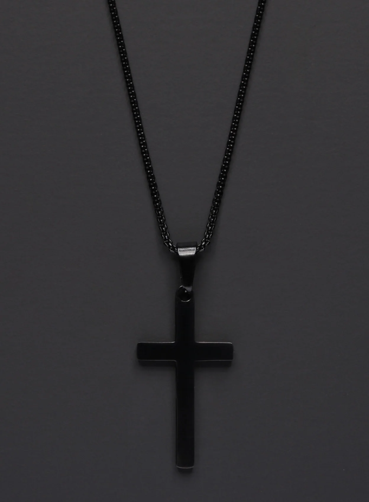 LARGE BLACK CROSS NECKLACE FOR MEN - Image 2