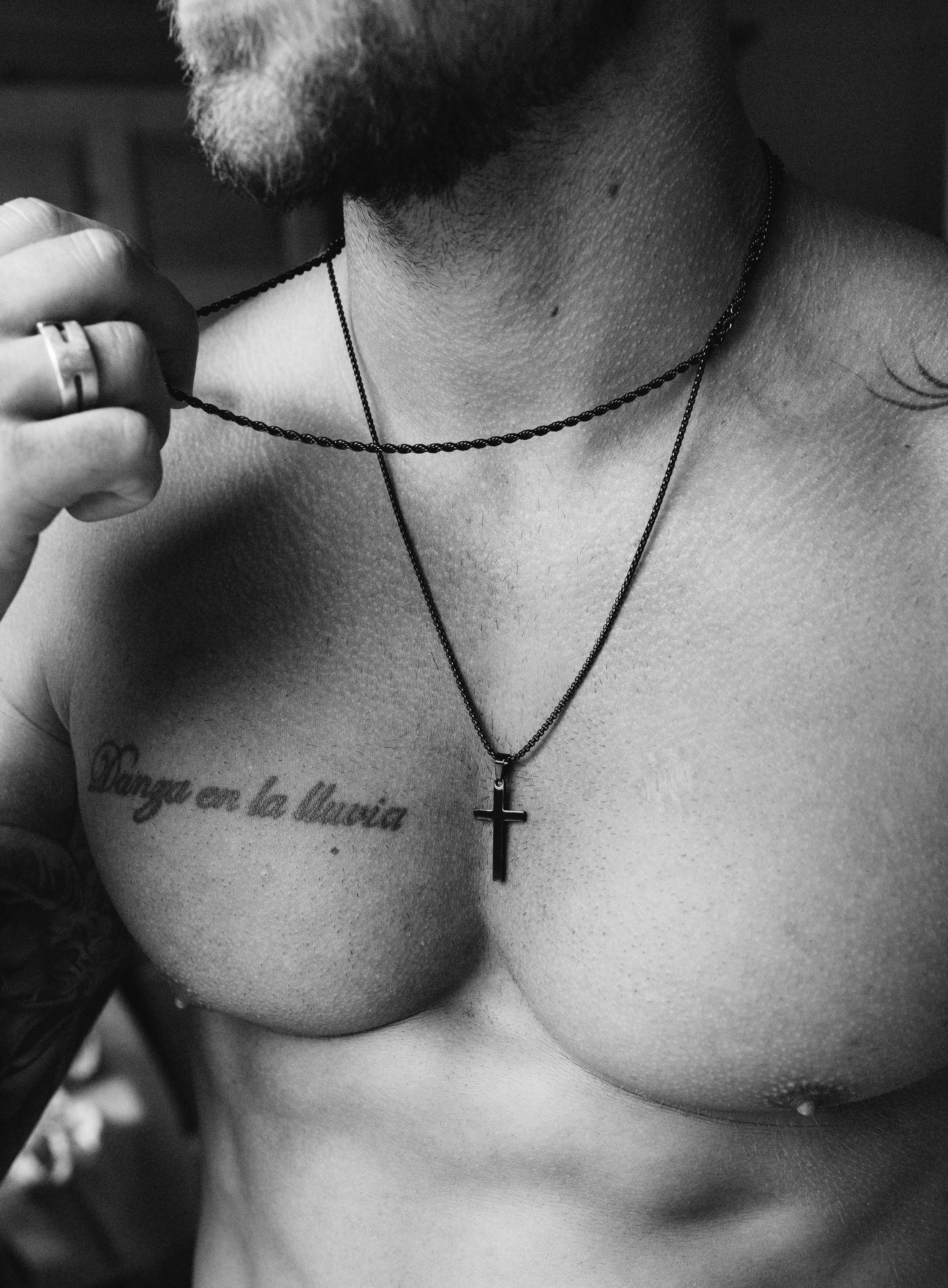 Large Black Cross Necklace Set for Men - Image 14