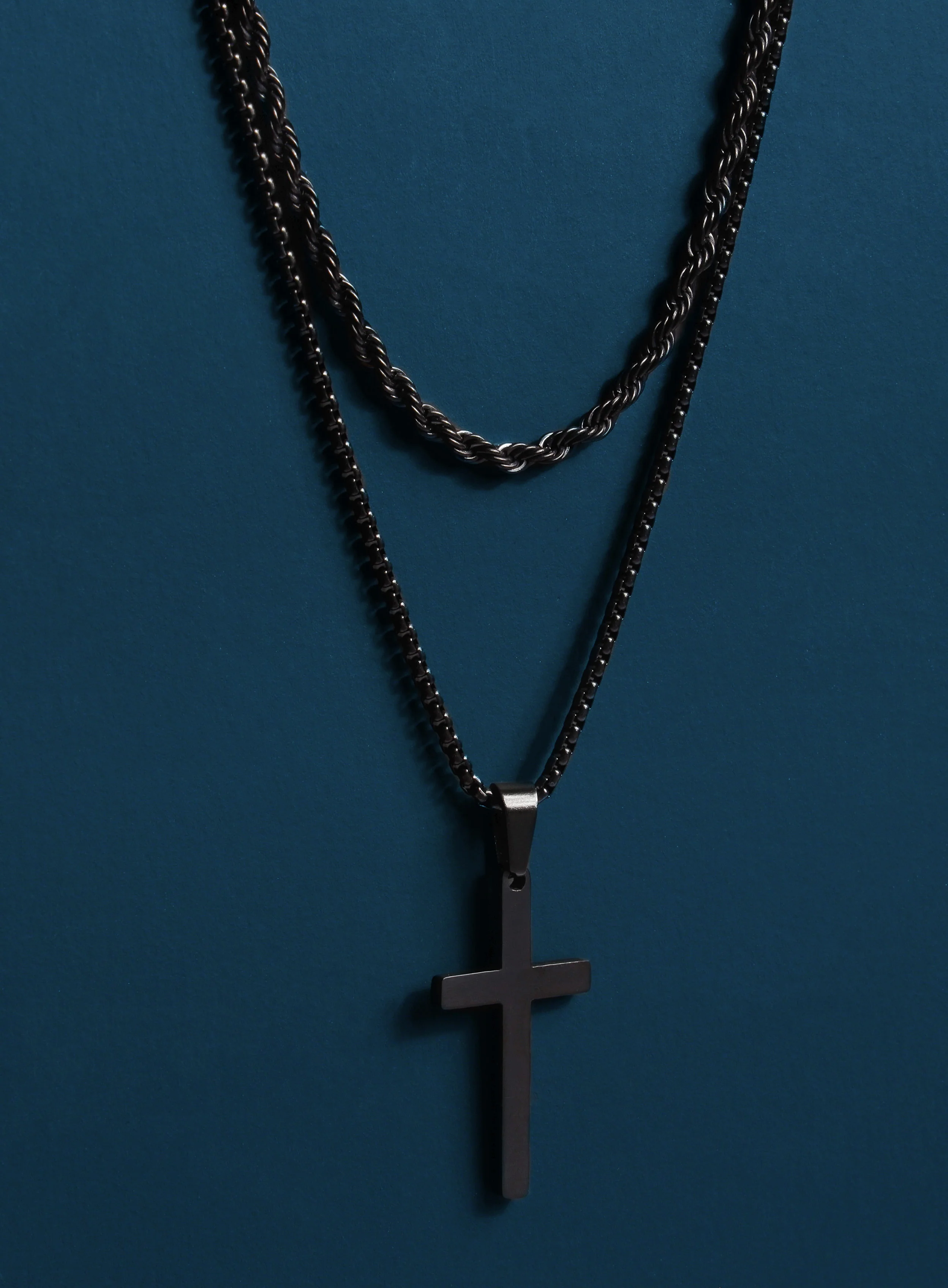 Large Black Cross Necklace Set for Men - Image 6