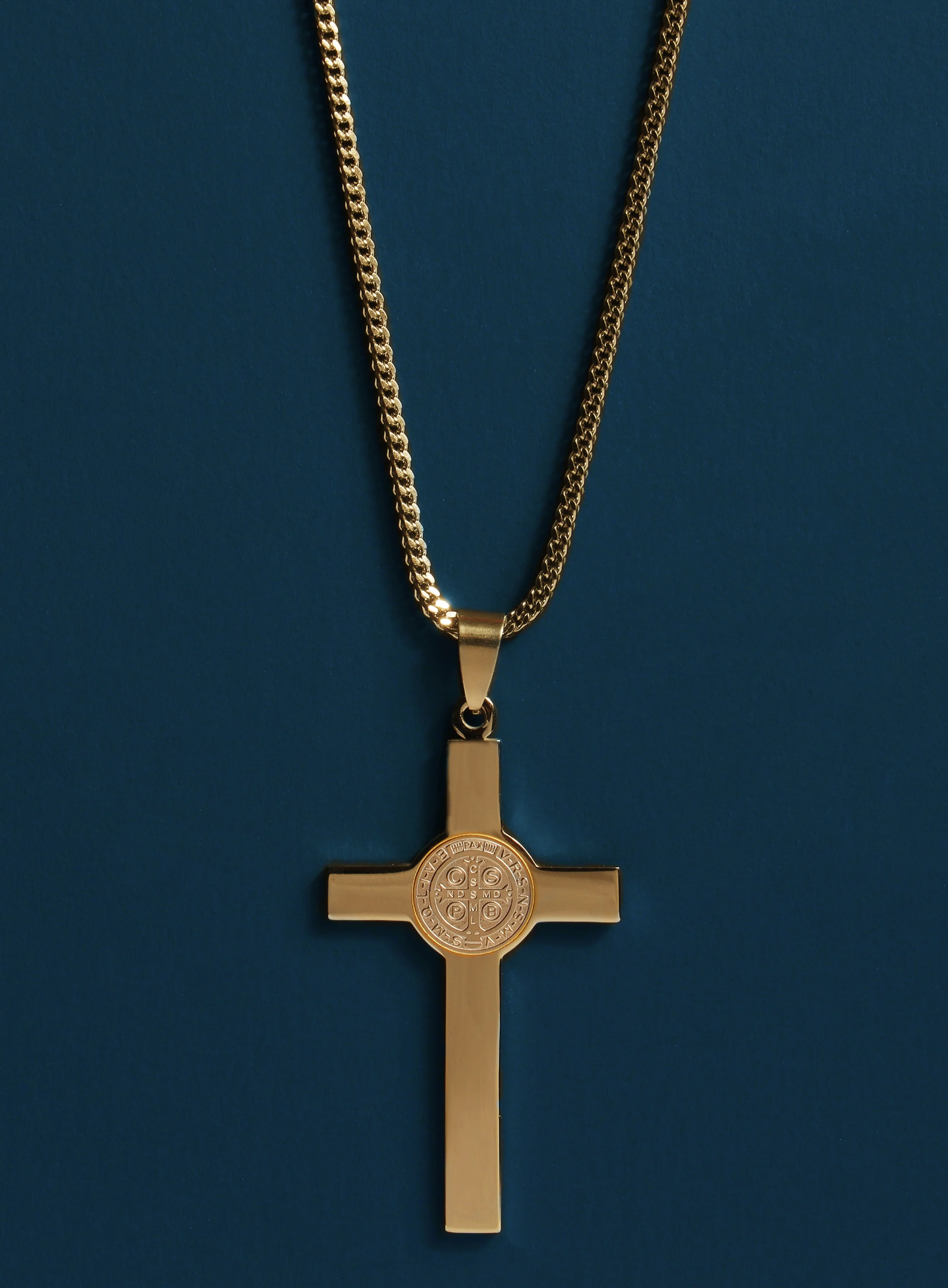 Large St. Benedict Gold Cross Necklace