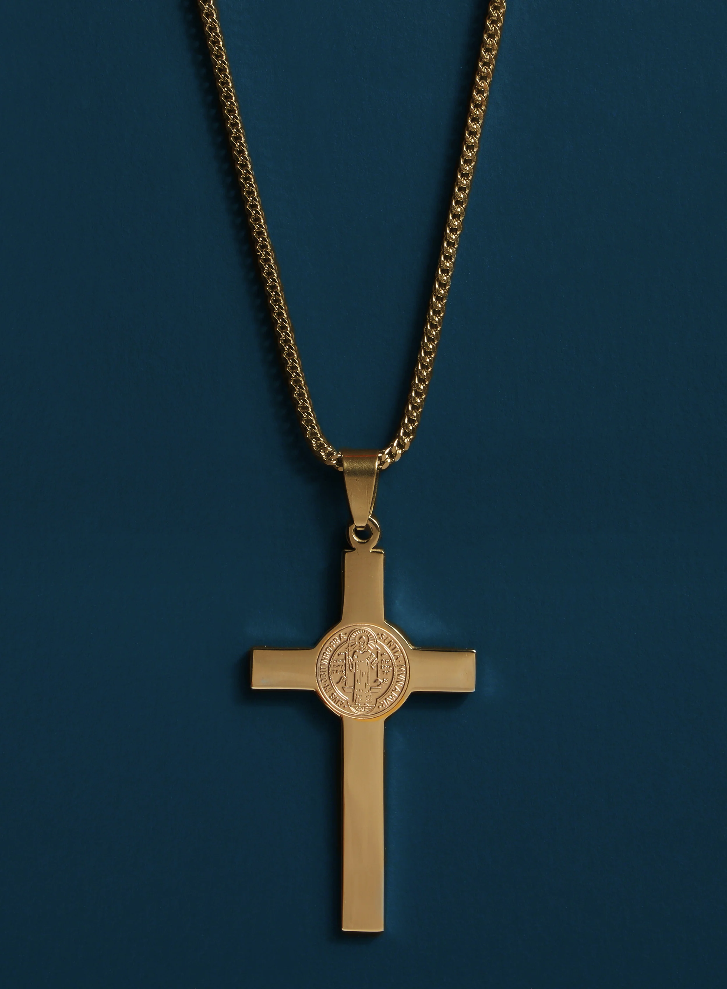 Large St. Benedict Gold Cross Necklace - Image 6