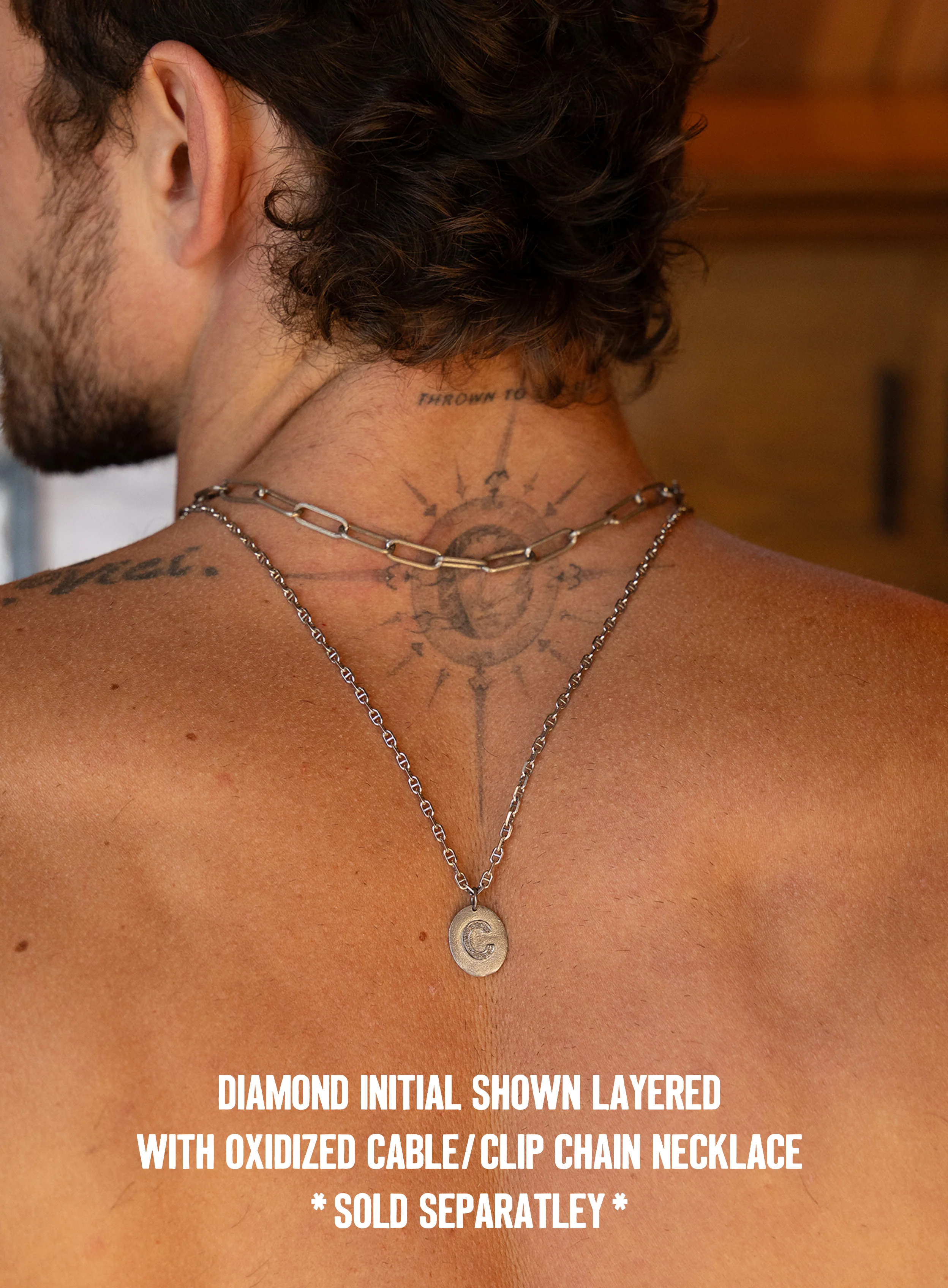 Limited Edition Sterling Silver Diamond Initial Pendant Necklace for Men - Image 6