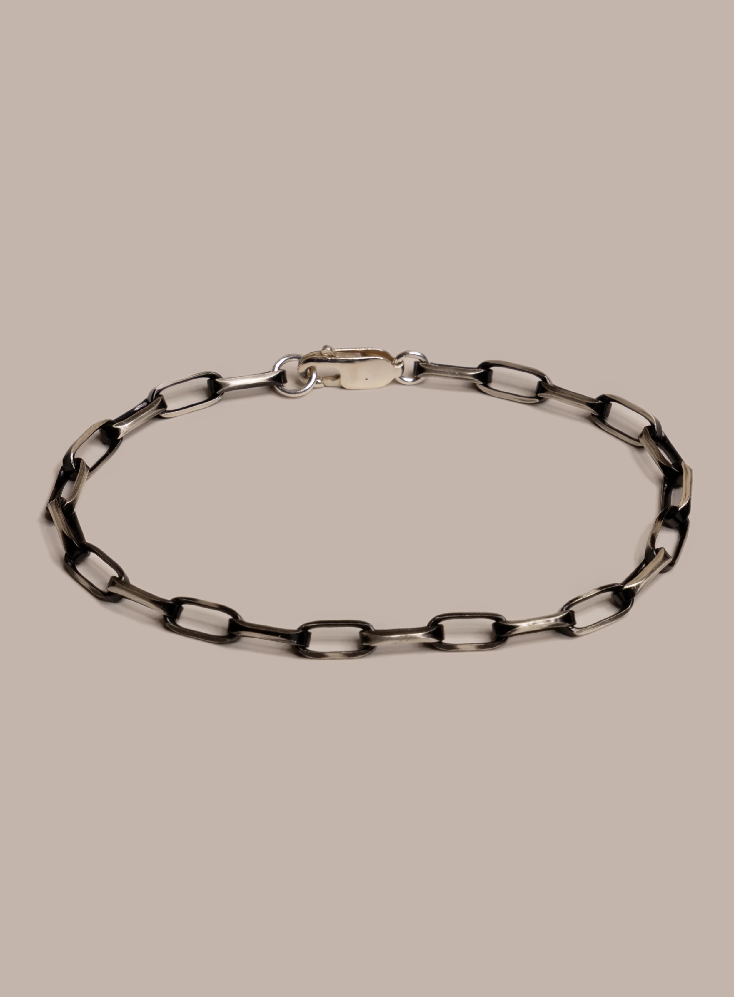 925 Sterling Silver with Black Titanium Combo Chain Bracelet for Men - Image 4