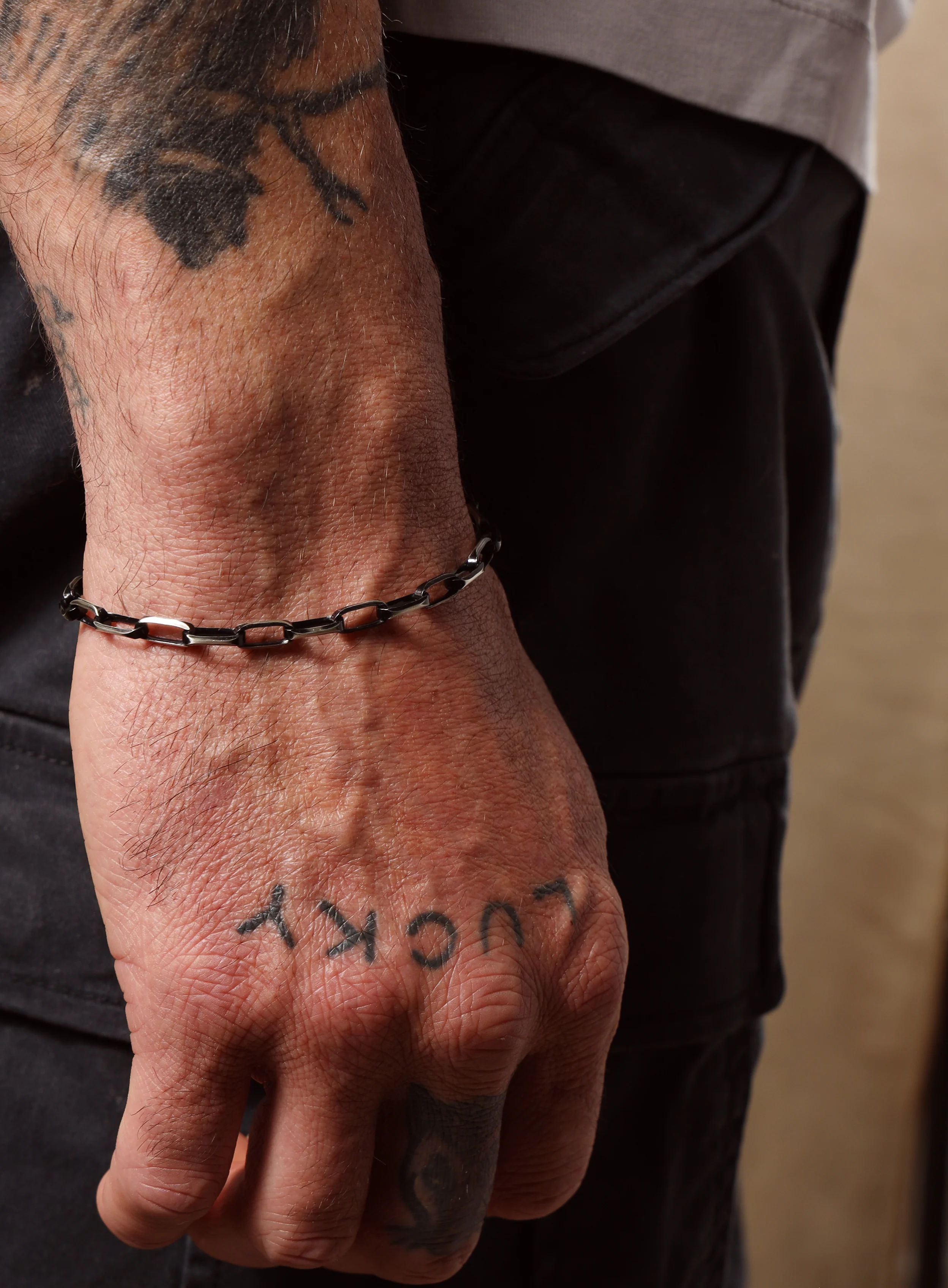 925 Sterling Silver with Black Titanium Combo Chain Bracelet for Men - Image 9
