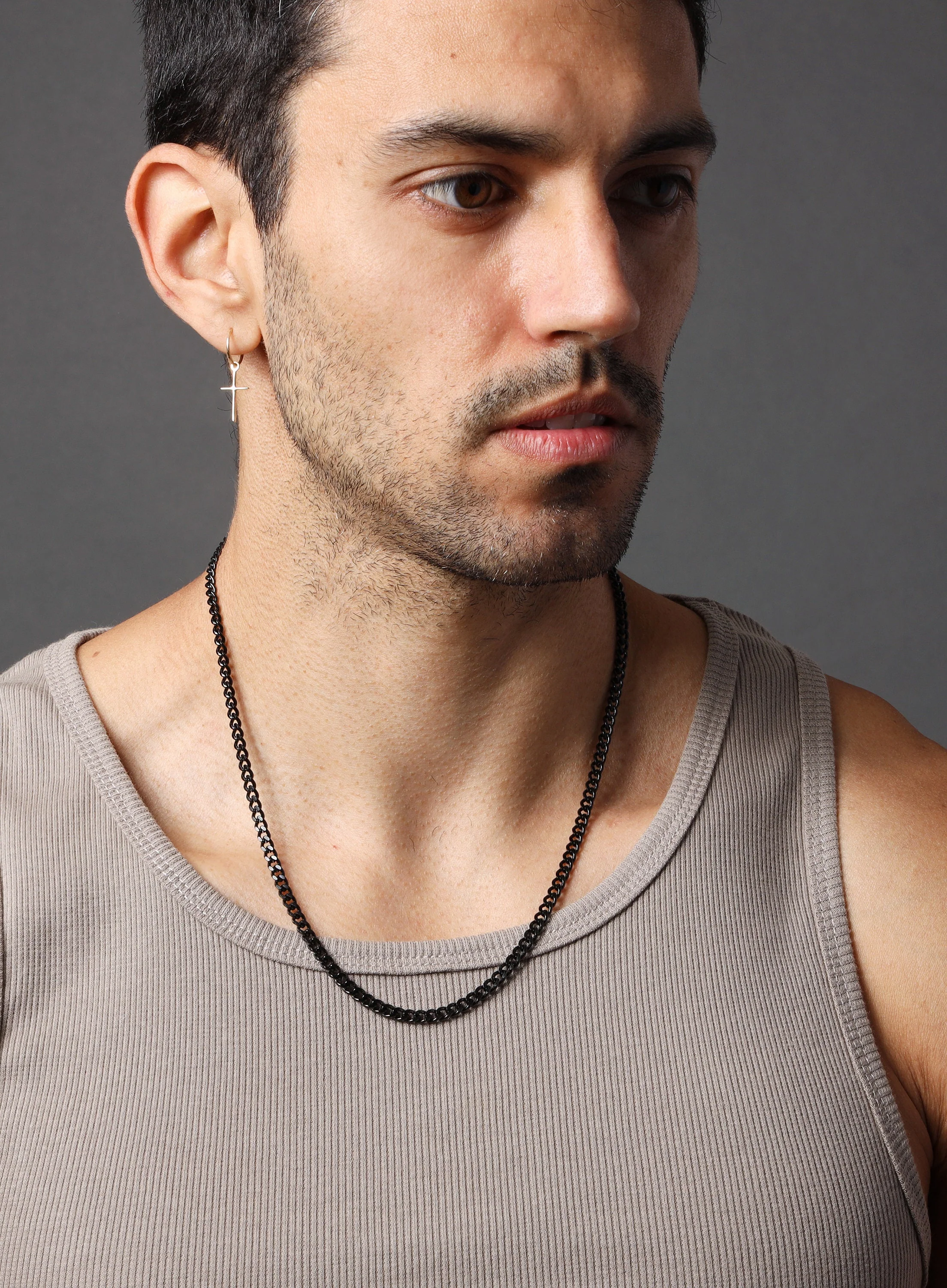 3.5mm black stainless steel cuban chain