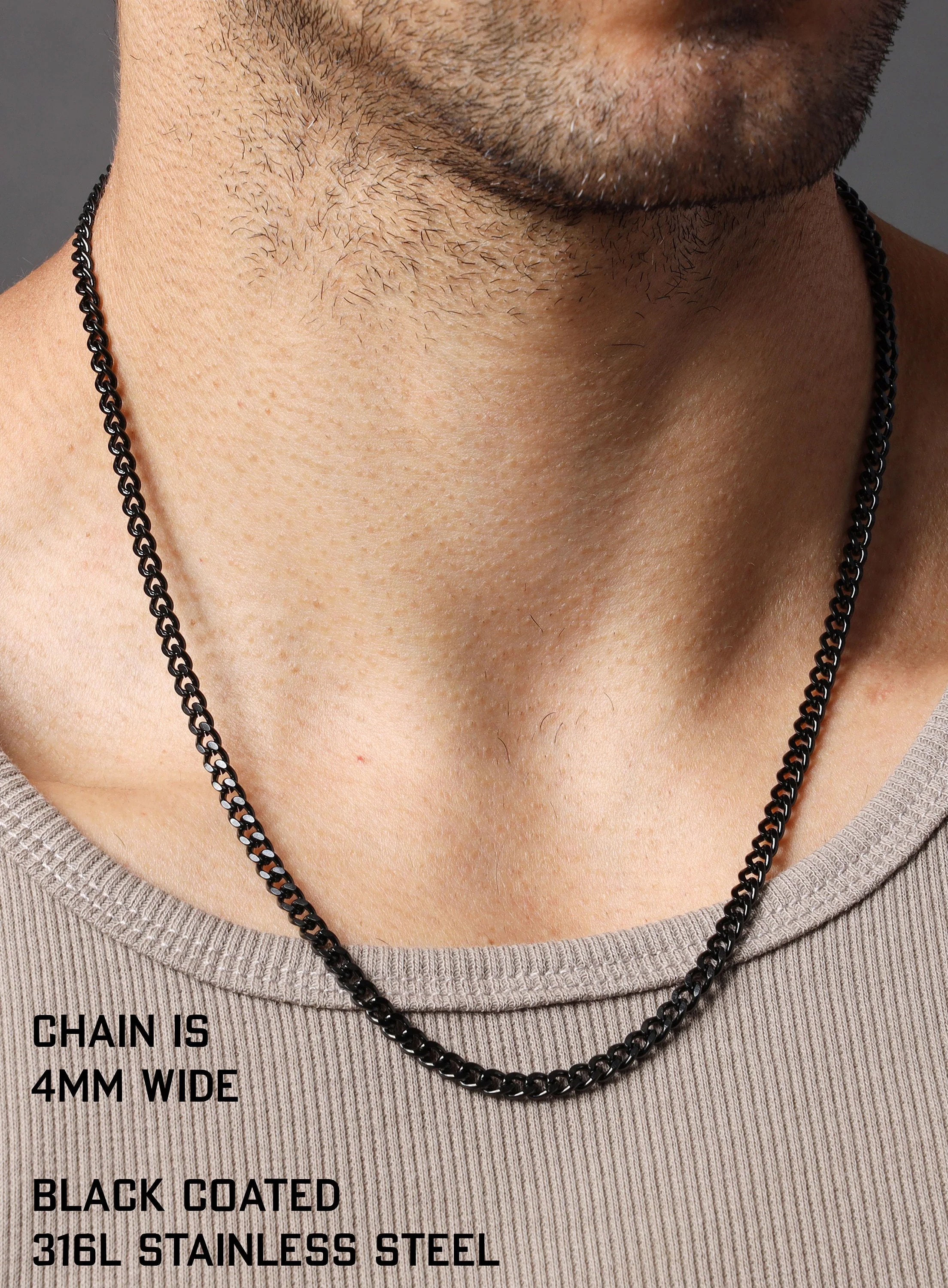 3.5mm black stainless steel cuban chain - Image 5