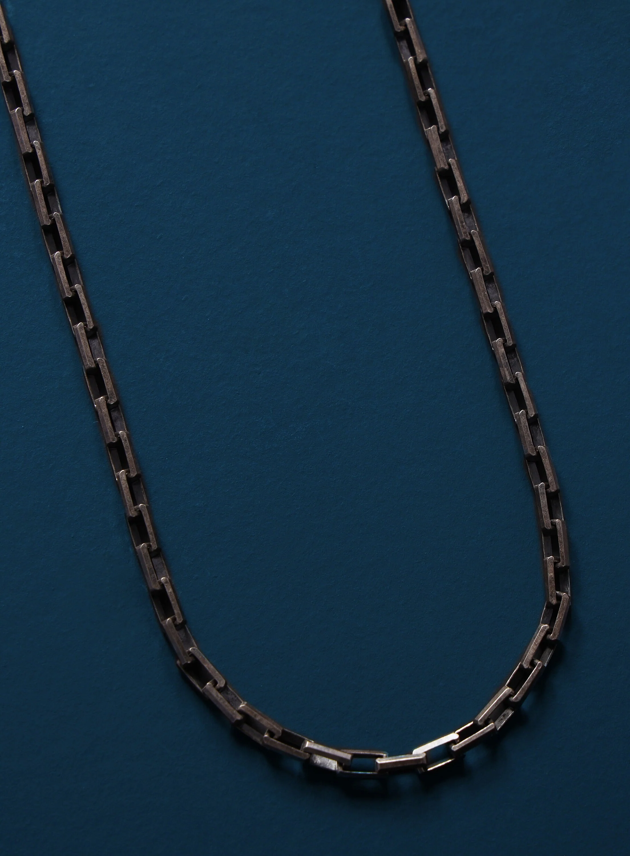 925 Oxidized Sterling Silver Long Box Rectangle Chain Necklace - Image 4