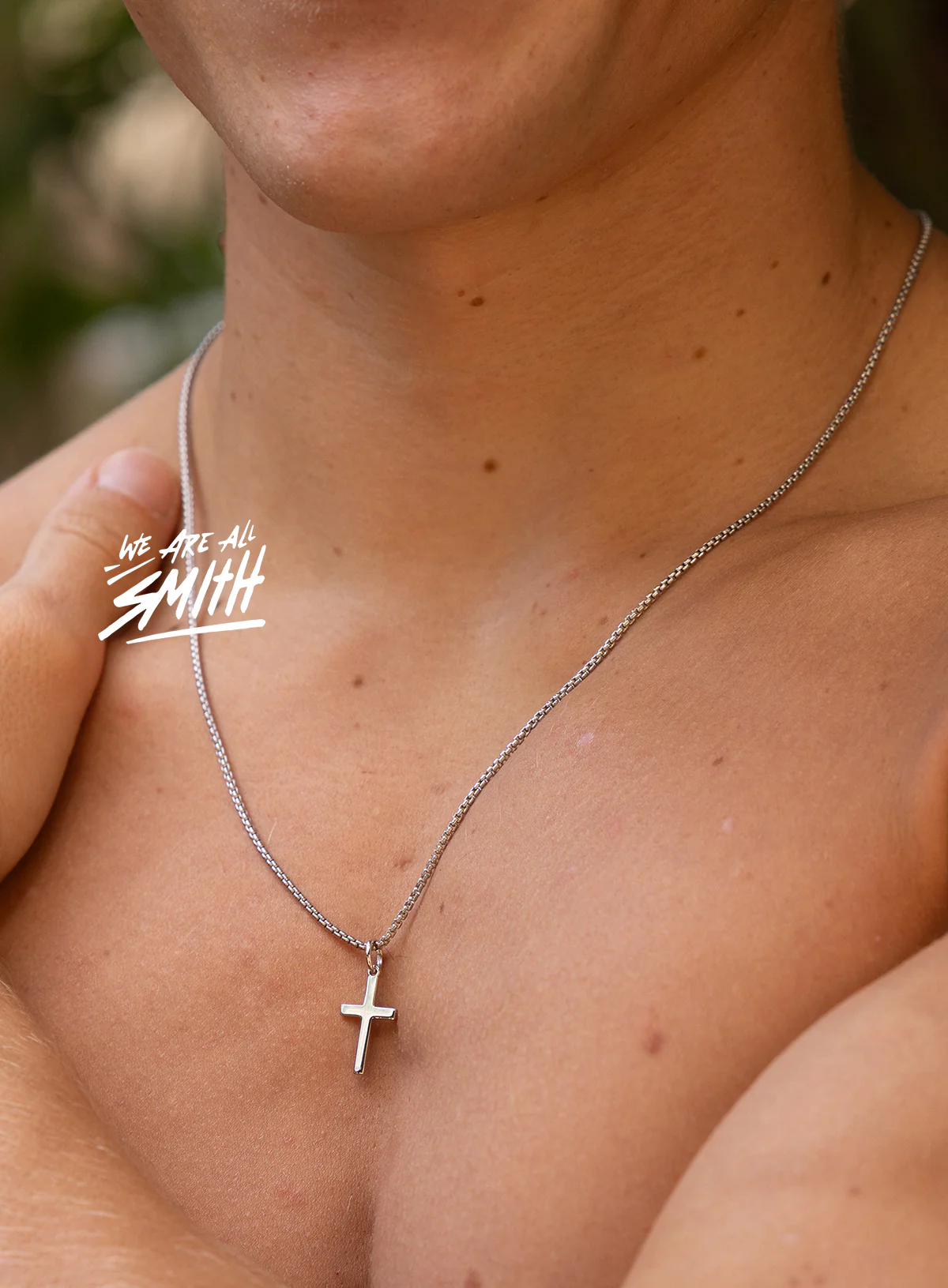Sterling Silver Small Cross Pendant Necklace for Men (Box Chain)