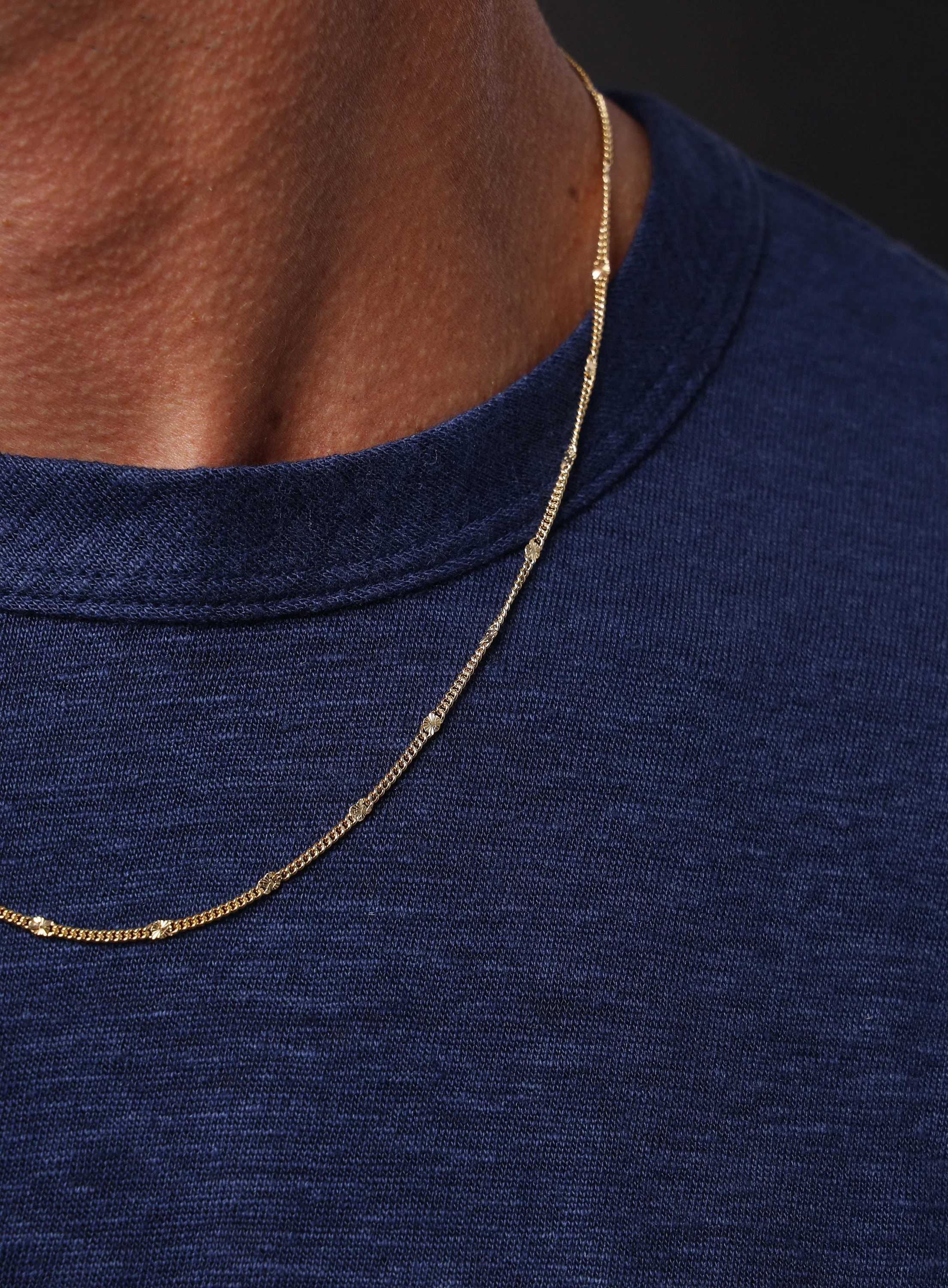 14k Gold Filled Curb Chain Necklace with Satellite Square Links - Image 4