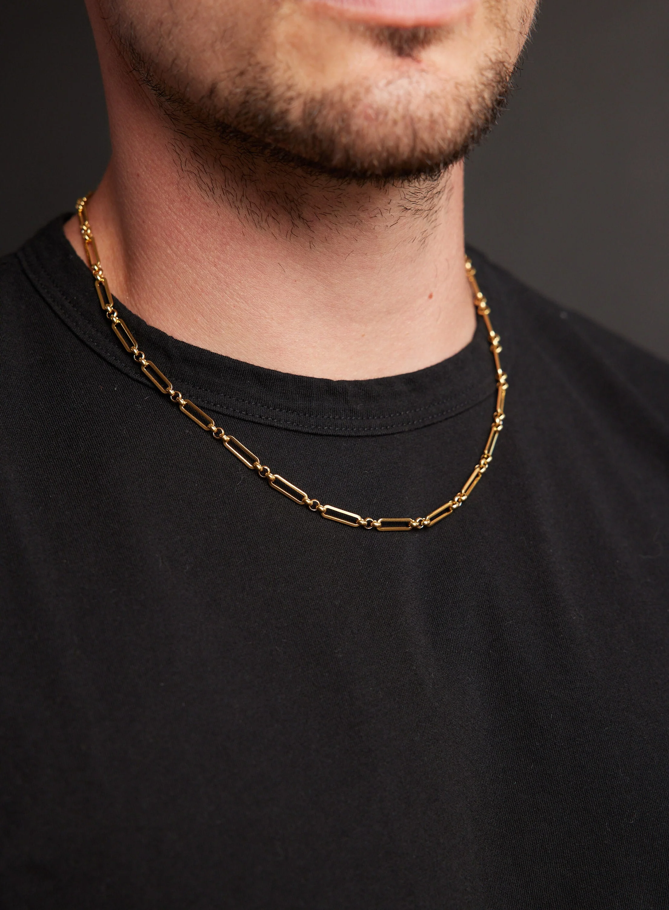 Men's Gold 4.5mm Elongated Cable Chain Necklace