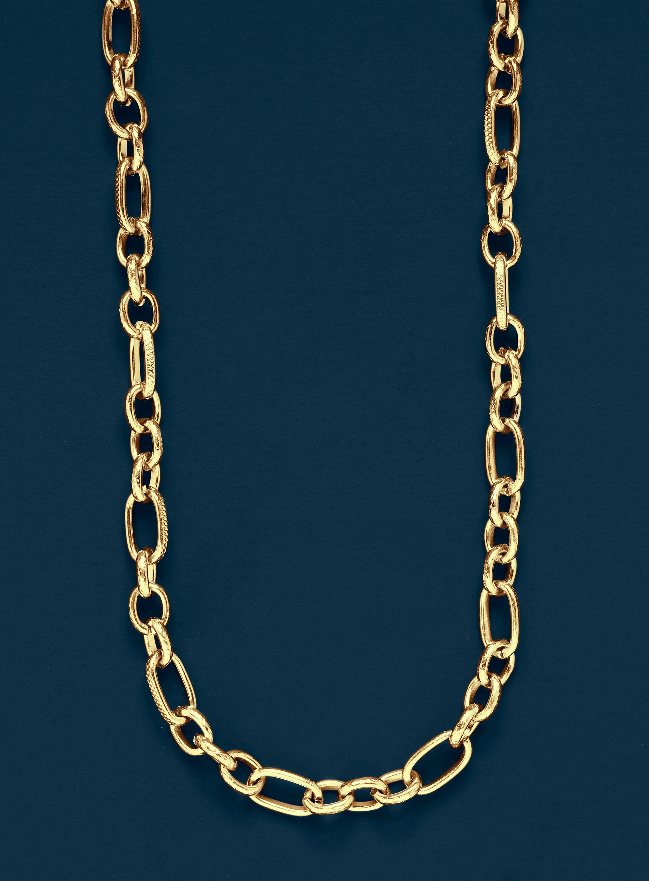 Men's 7mm 14k Gold Plated Textured Cable Chain Necklace - Image 2
