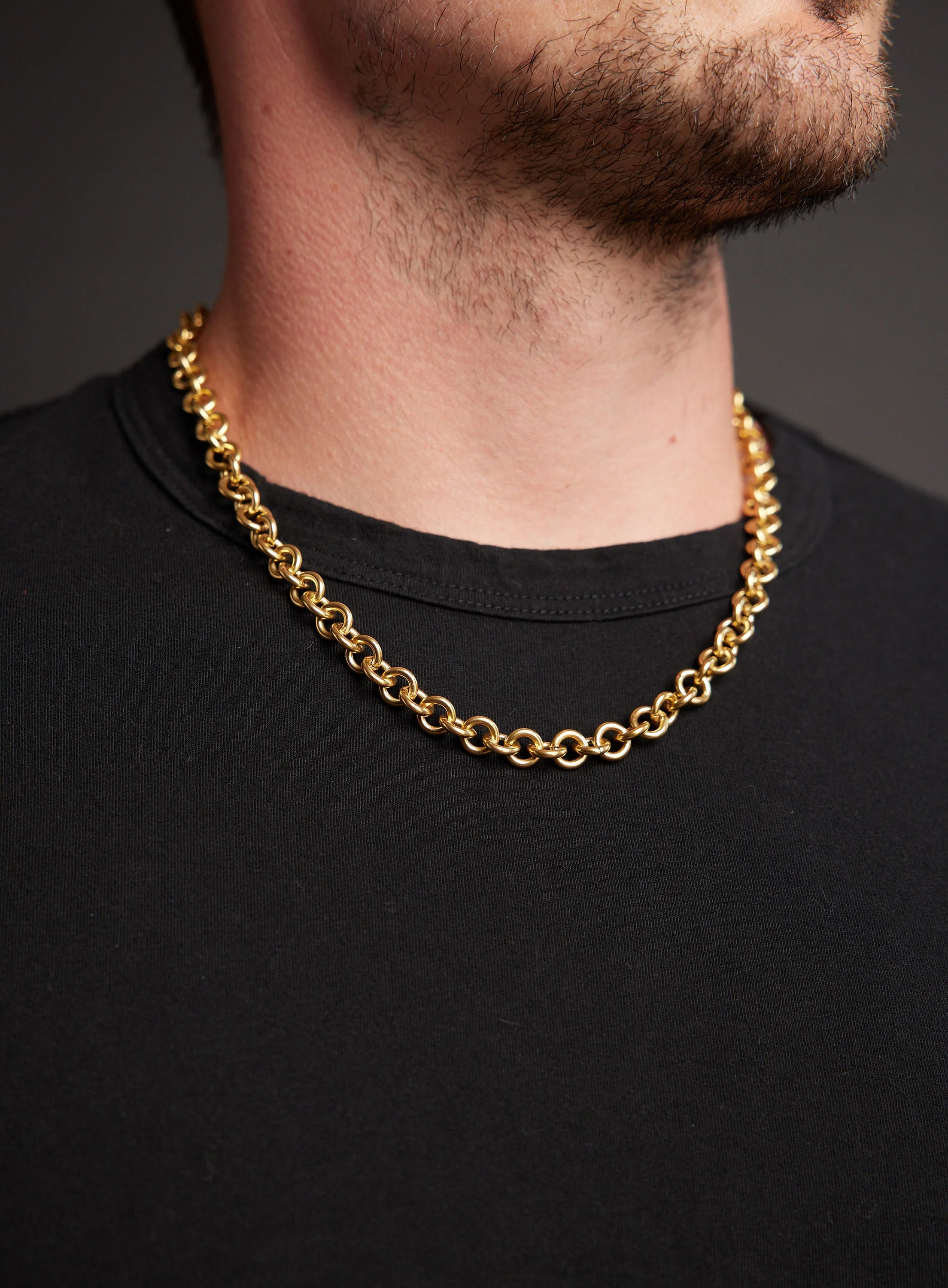 9mm Gold Round Cable Chain Necklace for Men