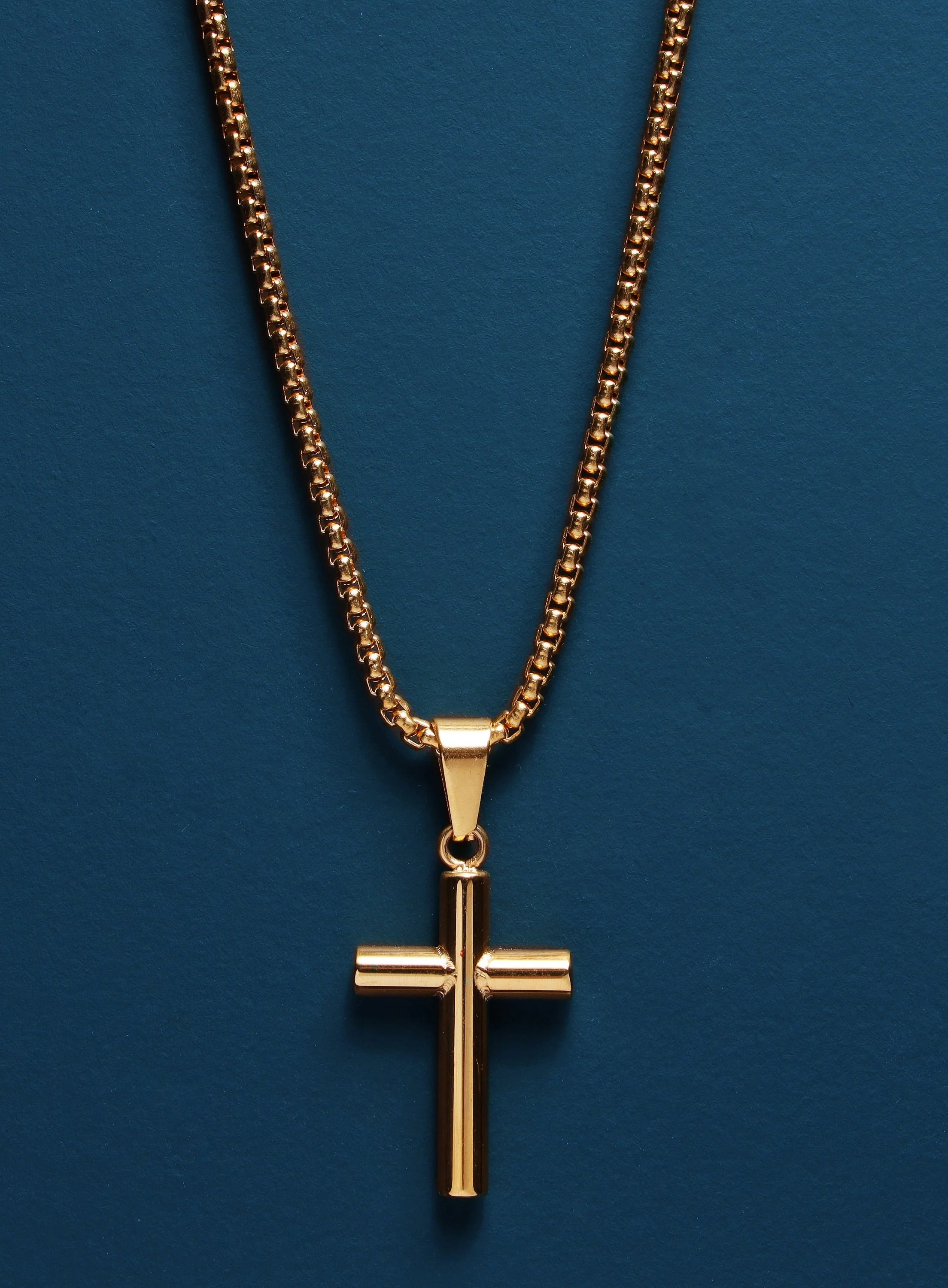 Men's Bamboo Gold Cross Pendant Necklace