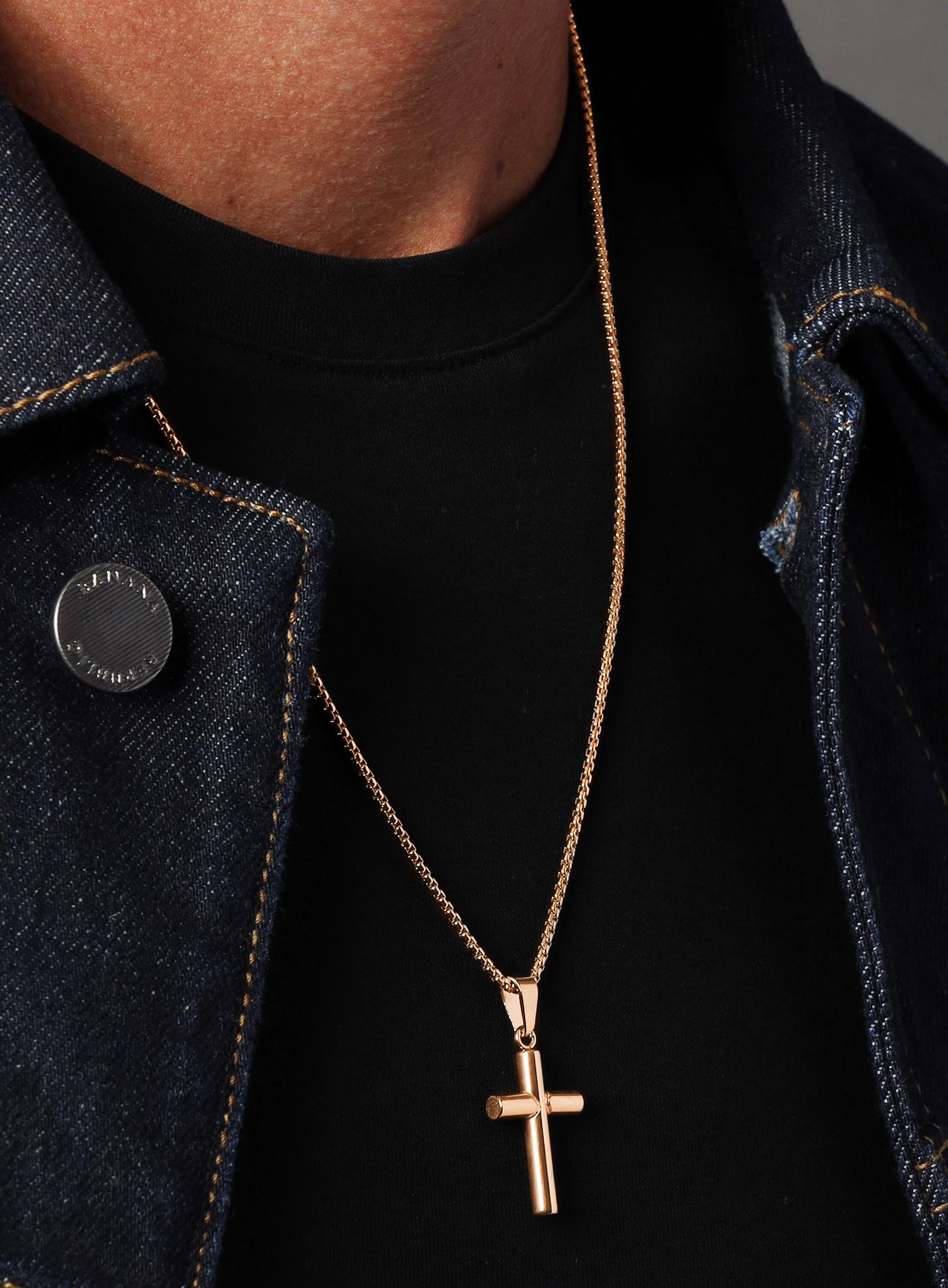Men's Bamboo Gold Cross Pendant Necklace - Image 2
