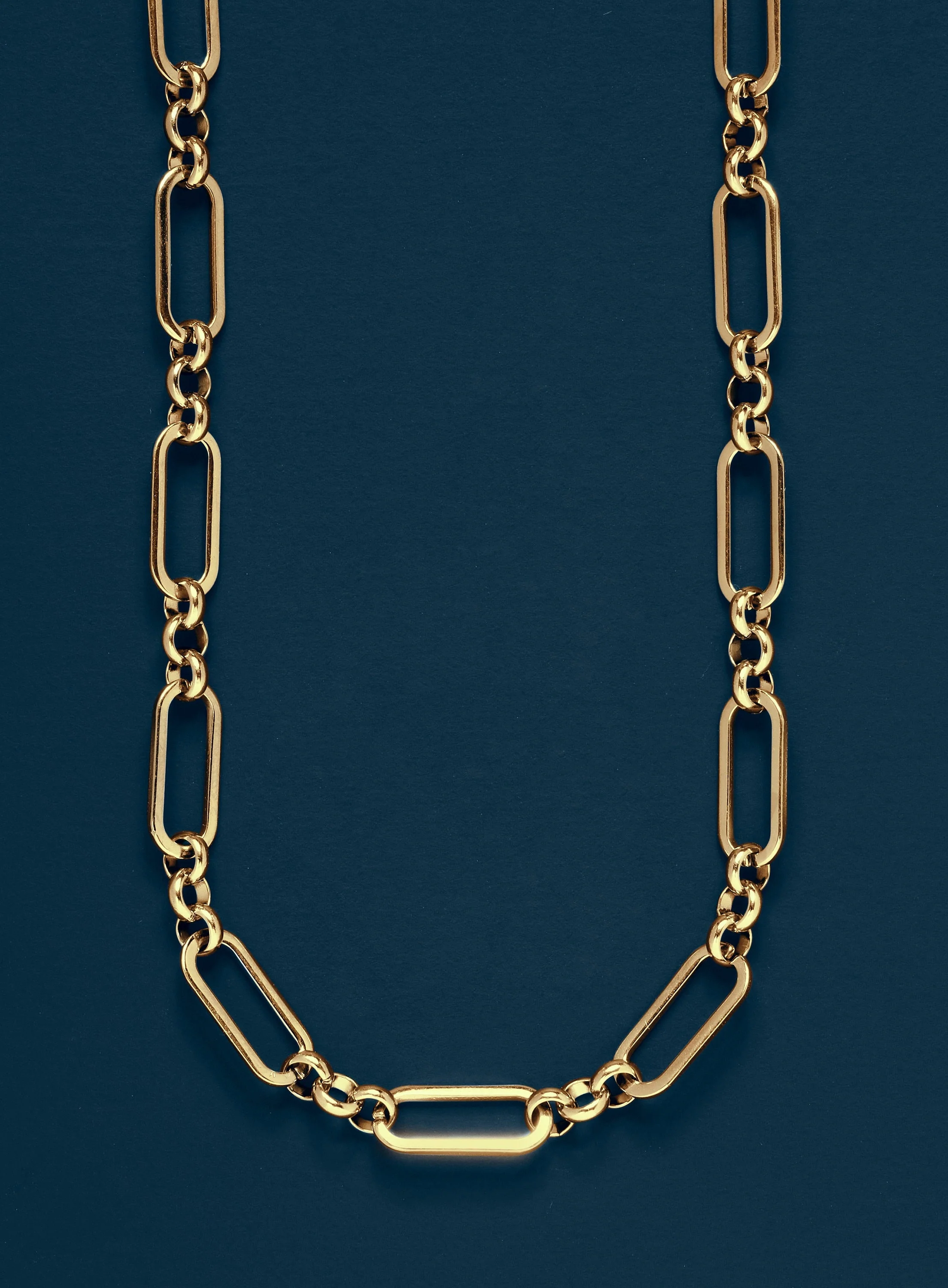 7mm Men's Gold Elongated Cable Chain Necklace for Men - Image 2