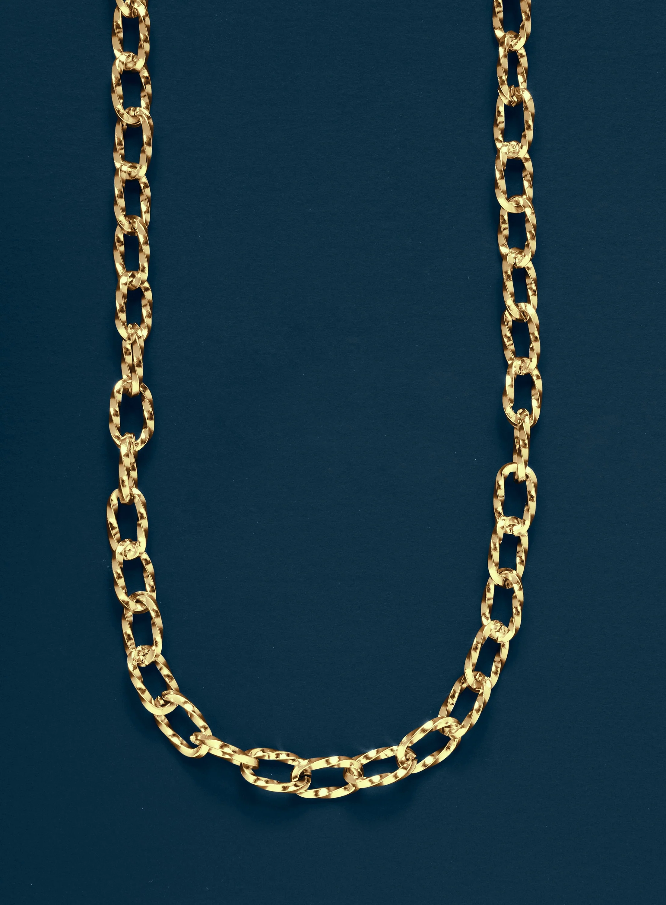 Men's Gold Necklace 6mm Oval Bevel Cable Chain Necklace - Image 2