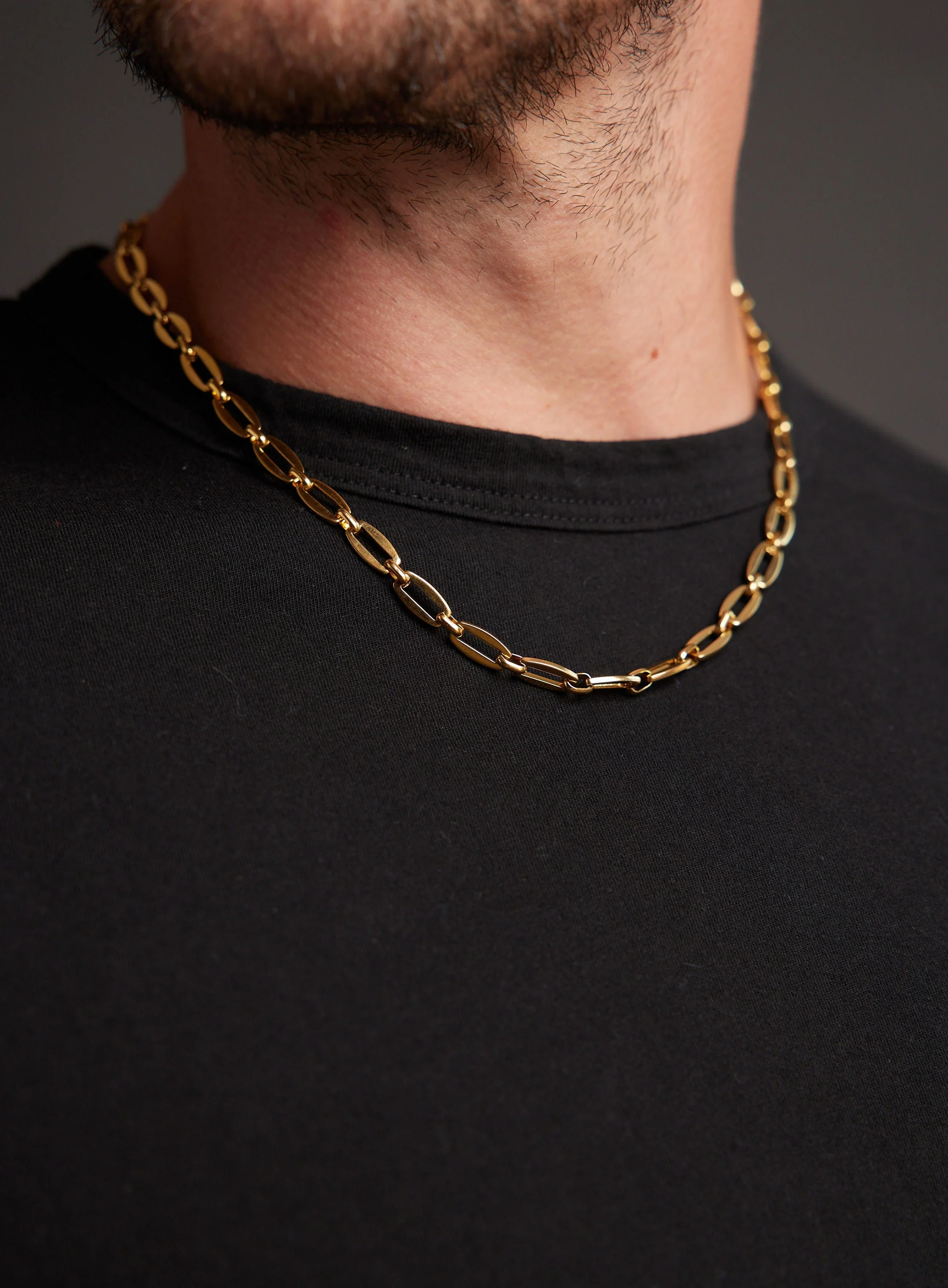 Men's Gold Necklace 7mm Thick Cable Chain