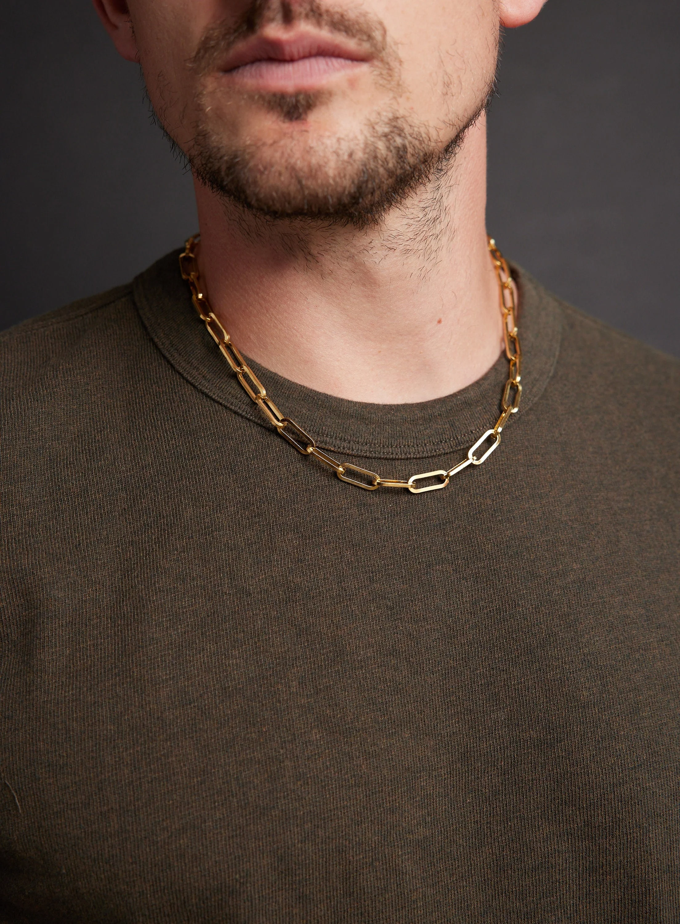Men's Gold 8mm 14k Gold Plated Stainless Steel Cable Chain