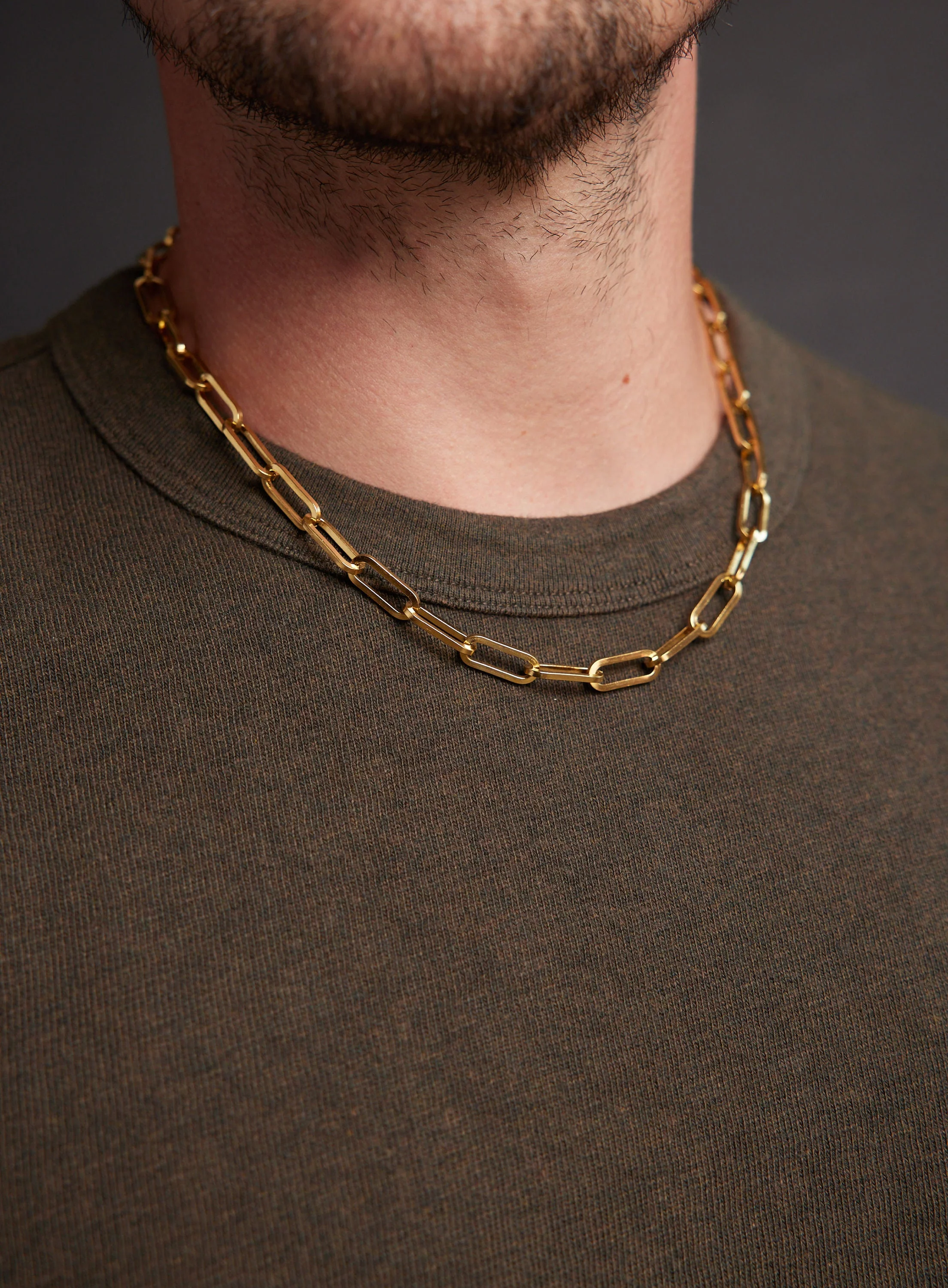 Men's Gold 8mm 14k Gold Plated Stainless Steel Cable Chain - Image 5