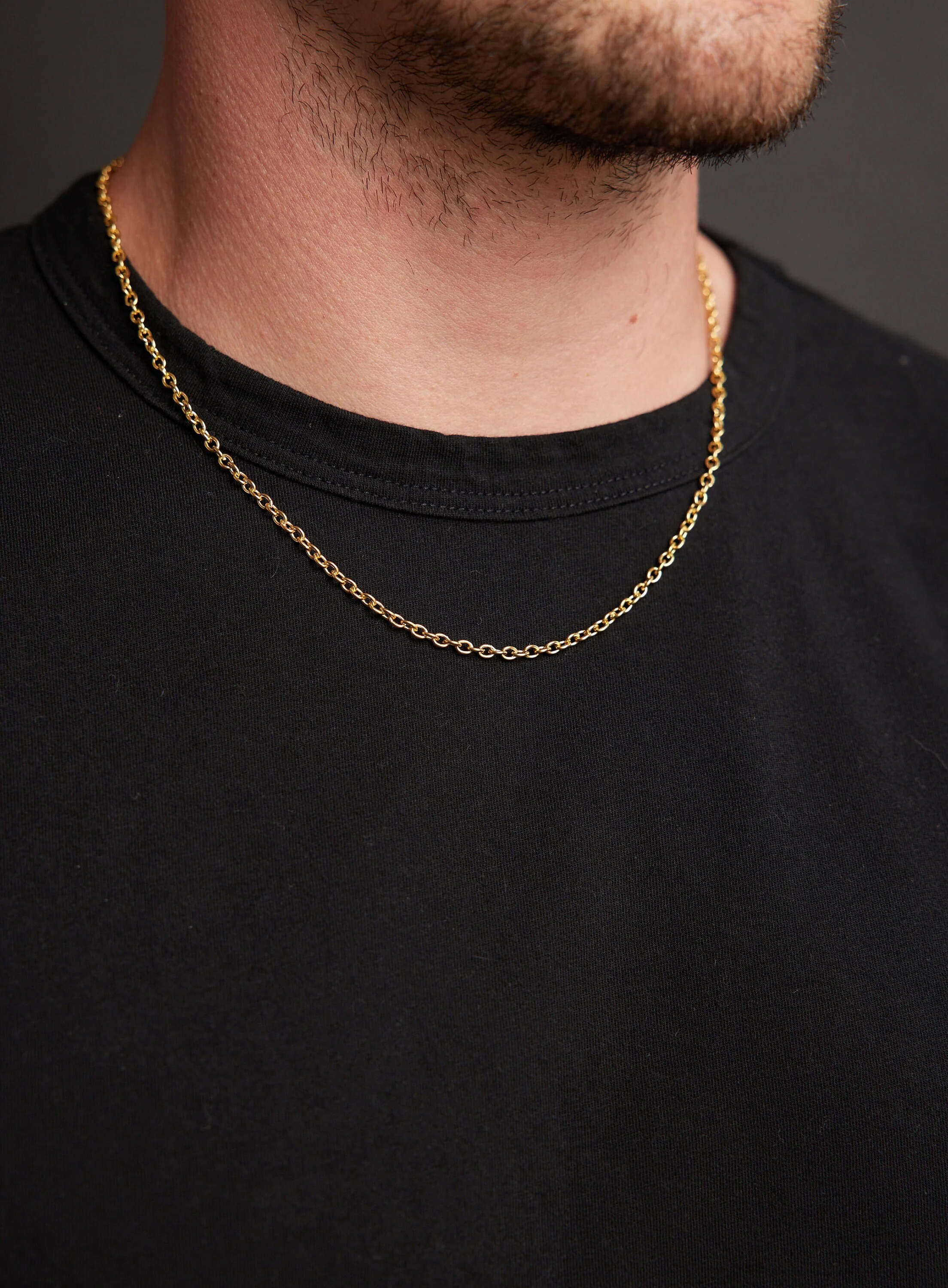 Mens 3mm Classic Cable Chain Necklace