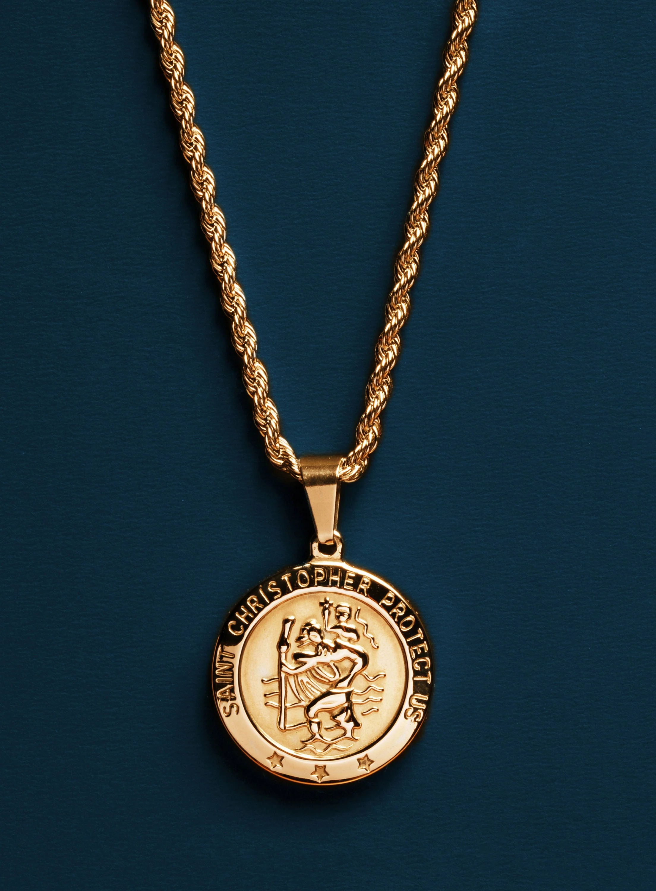 St. Christopher Round Medal on rope chain - Image 3