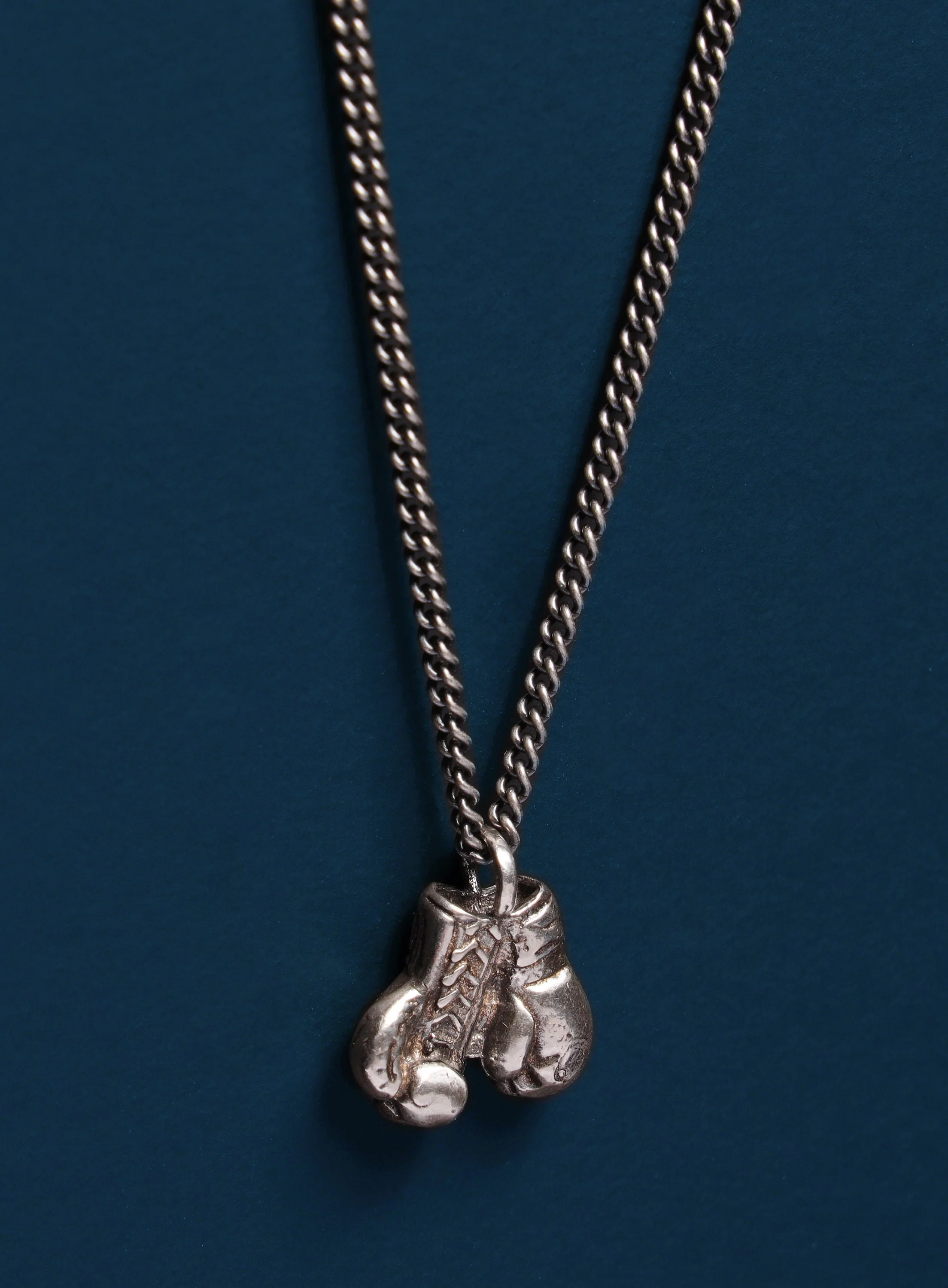925 Oxidized Sterling Silver Boxing Gloves necklace - Image 4