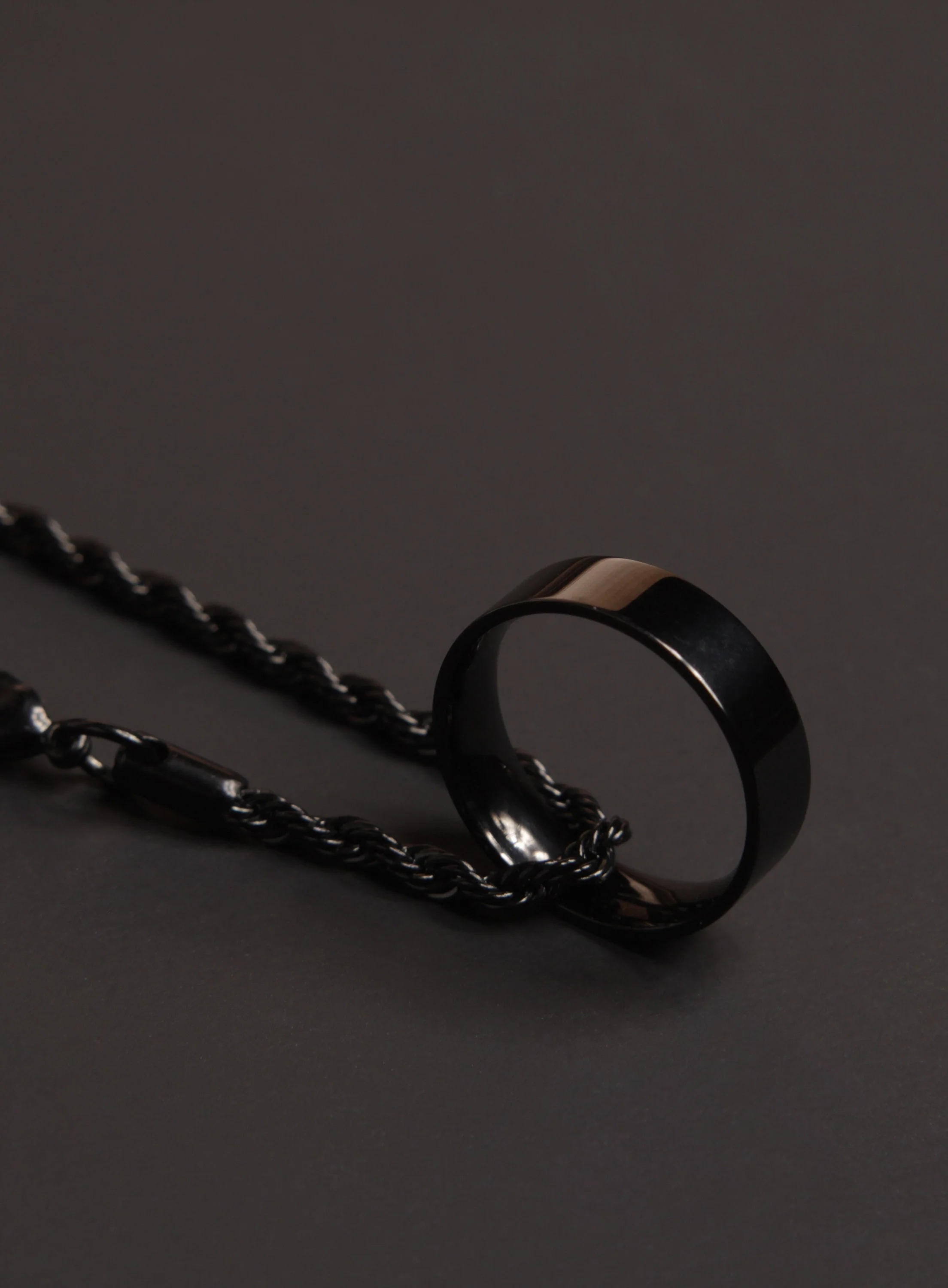 Black ring Rope Necklace for Men - Image 4