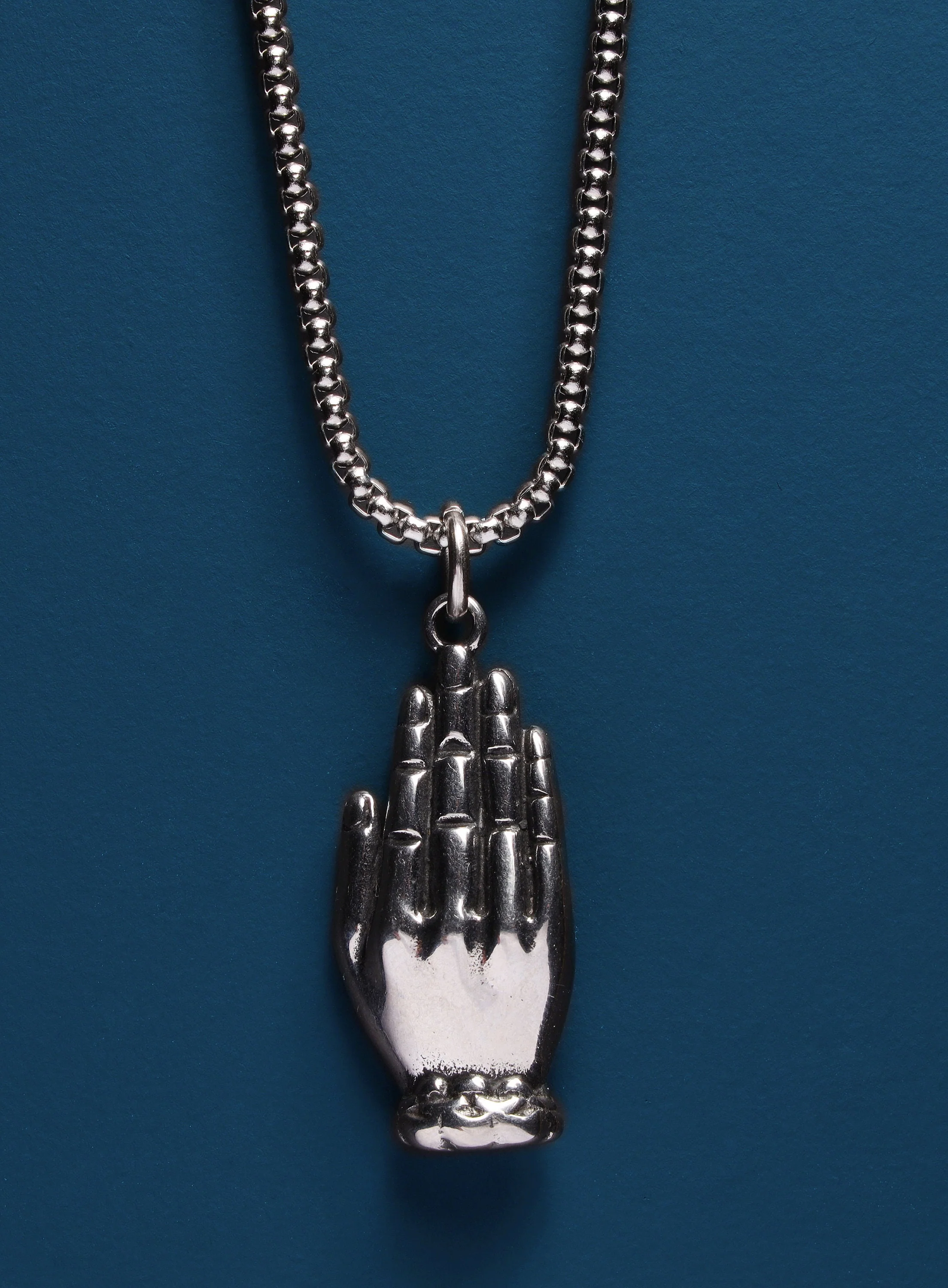 Silver Buddha head on hand 316L Stainless Steel Chain - Image 4